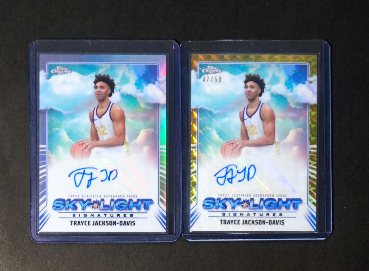 2025 Topps Chrome Trayce Jackson-Davis 勇士 土鸡蛋 TJD 特雷斯-杰克逊-戴维斯 金格子折 银折 签字 贴签 带编 限量50 2张lot 打包 实卡很美