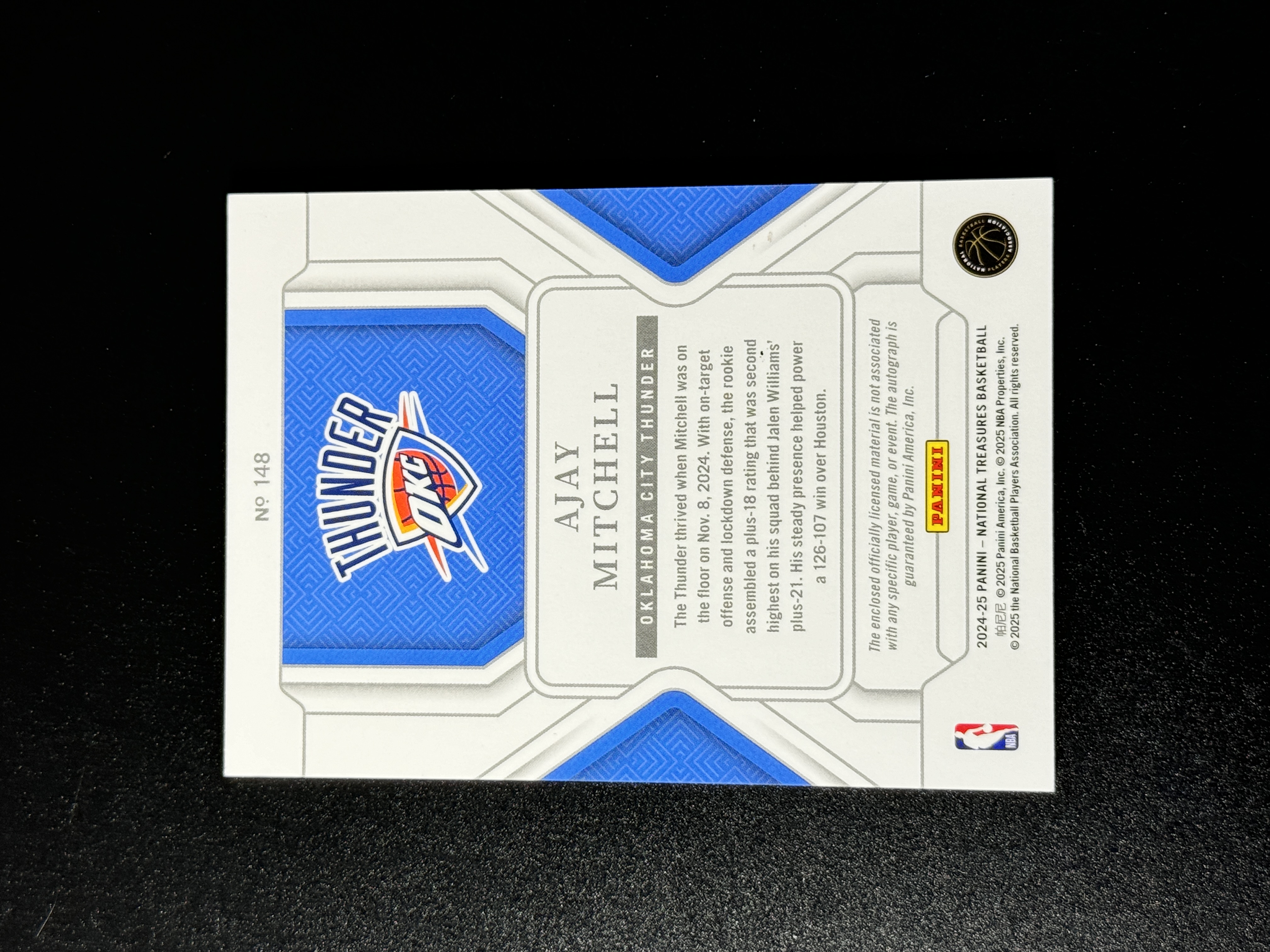 248 Rpa 【喷子拍卖】2024-25 Panini National Treasures Ajay Mitchell 国宝 雷霆 阿杰伊 米切尔 RC ...