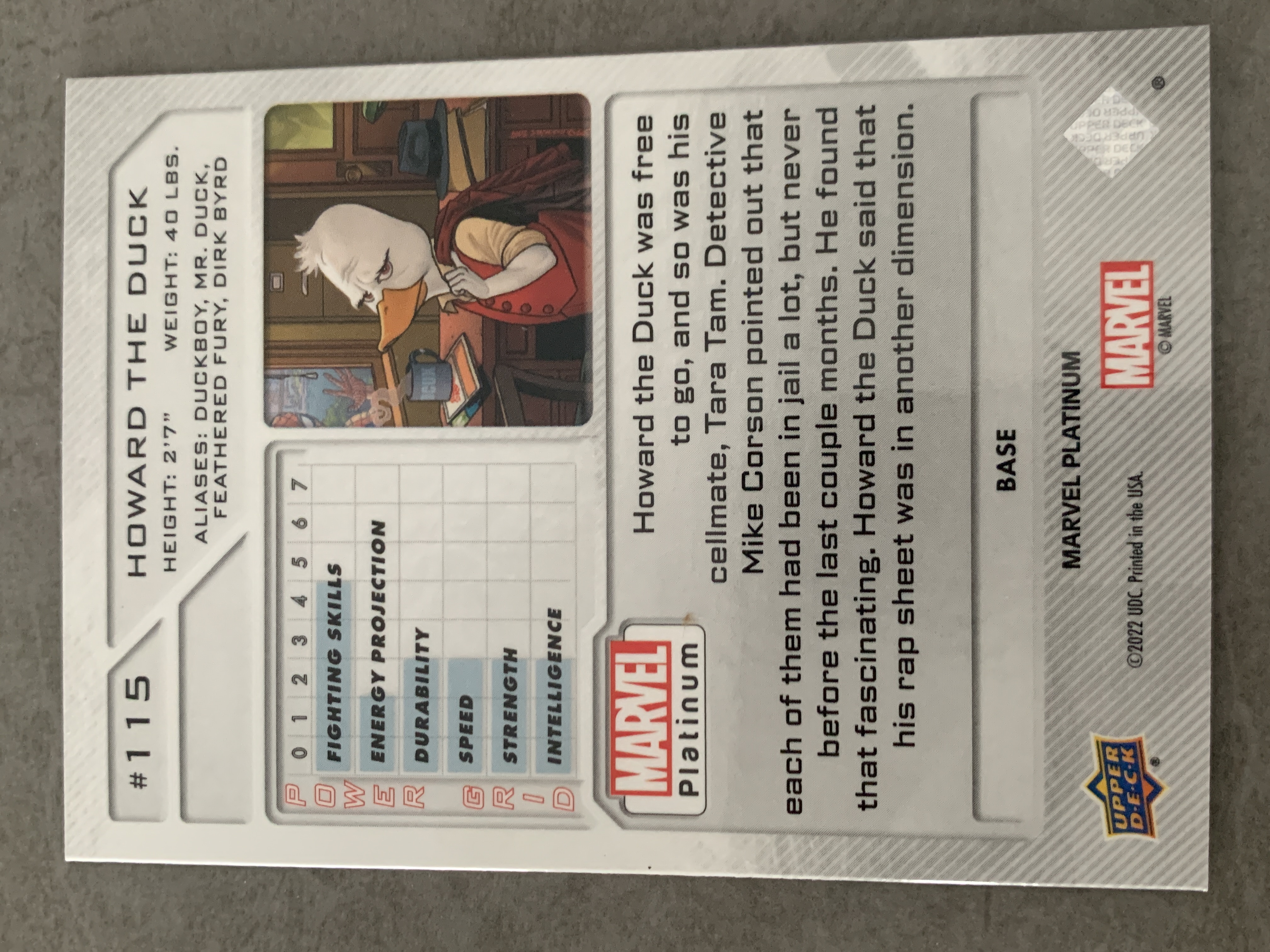 (A9) 2022 UPPER DECK 漫威 BASE 霍华德怪鸭 实卡好看 收藏凑套必备 卡品如图 !!!