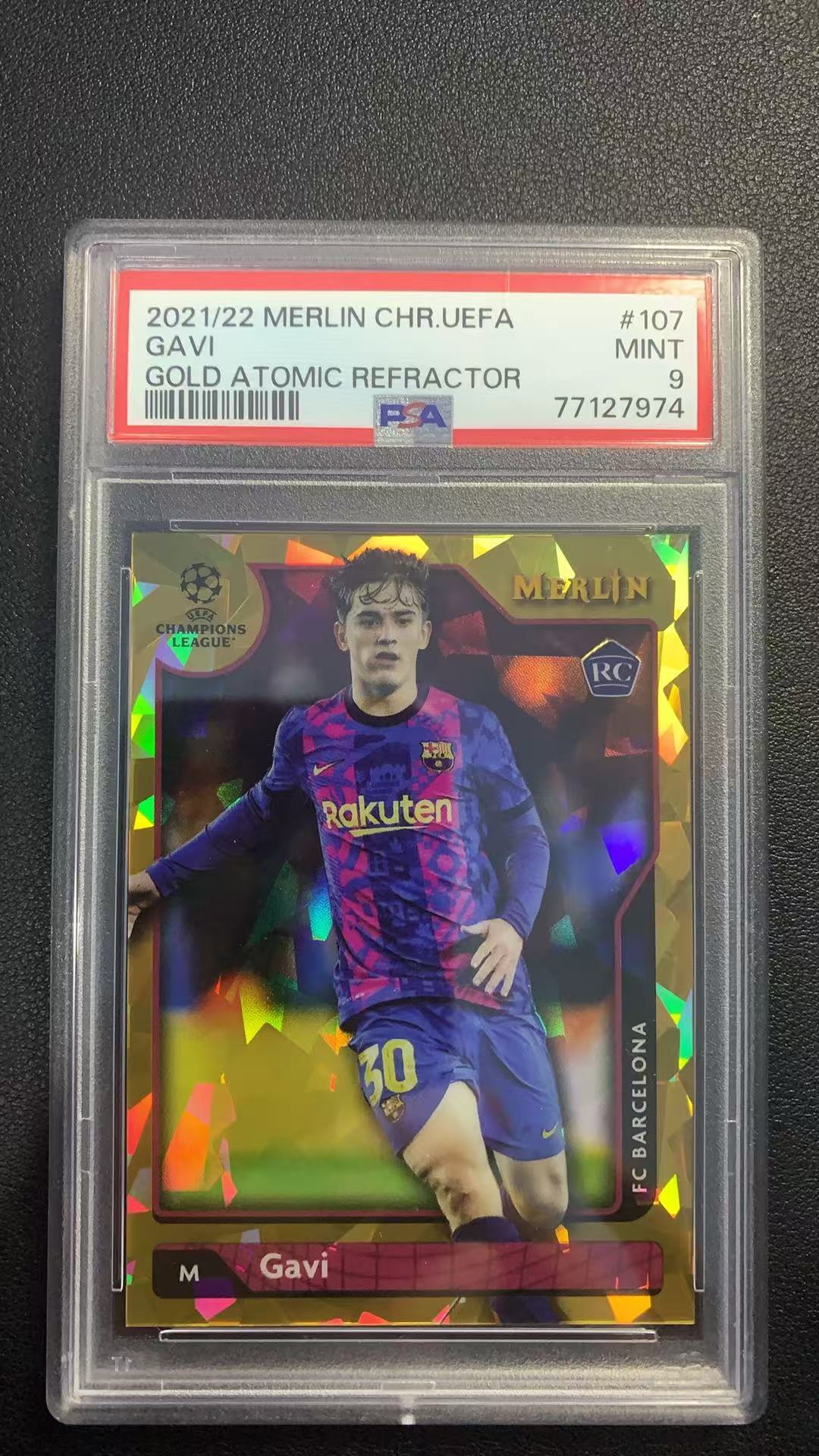 2022 Topps Merlin Gavi RC 加维 50编 psa9 梅林 金折碎冰 巴萨天才中场 欧洲金童 西班牙国脚 卡品如图 fomo