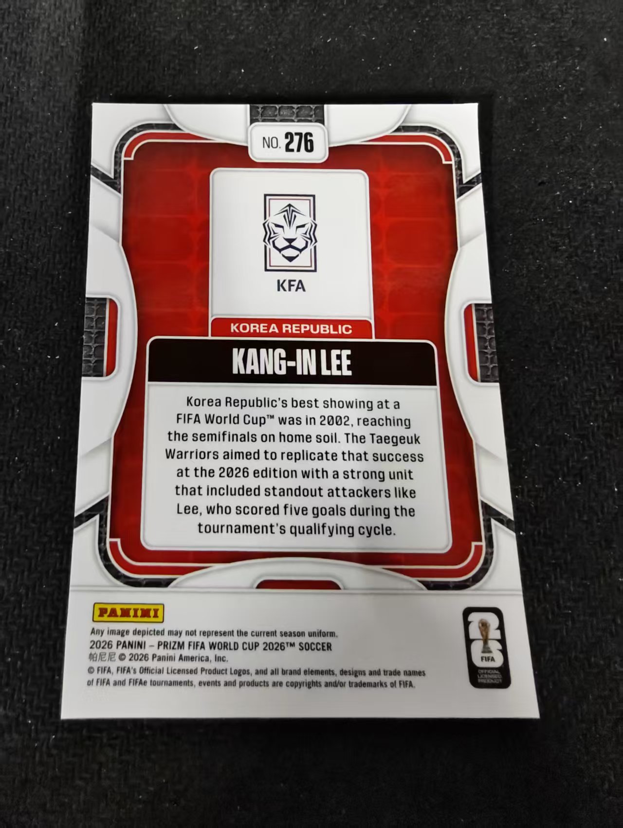 2026 Panini World Cup Prizm 韩国 Kang-In Lee 李刚仁 PZ世界杯 划痕 边角瑕疵#276