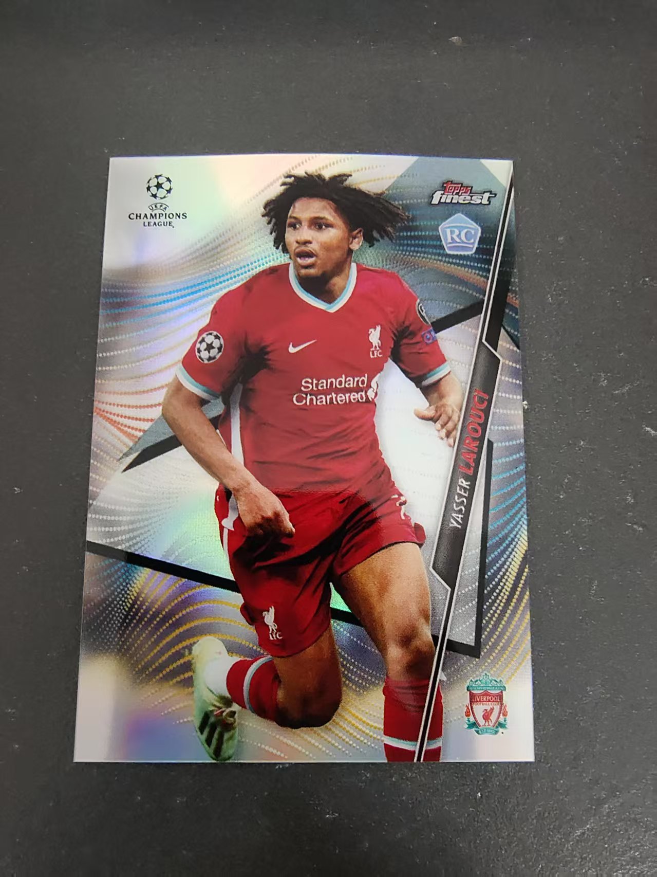 【可合并,不累计】2021 Topps Finest Yasser Larouci 亚西尔拉鲁西 利物浦 RC 新秀 欧冠 银折 #28