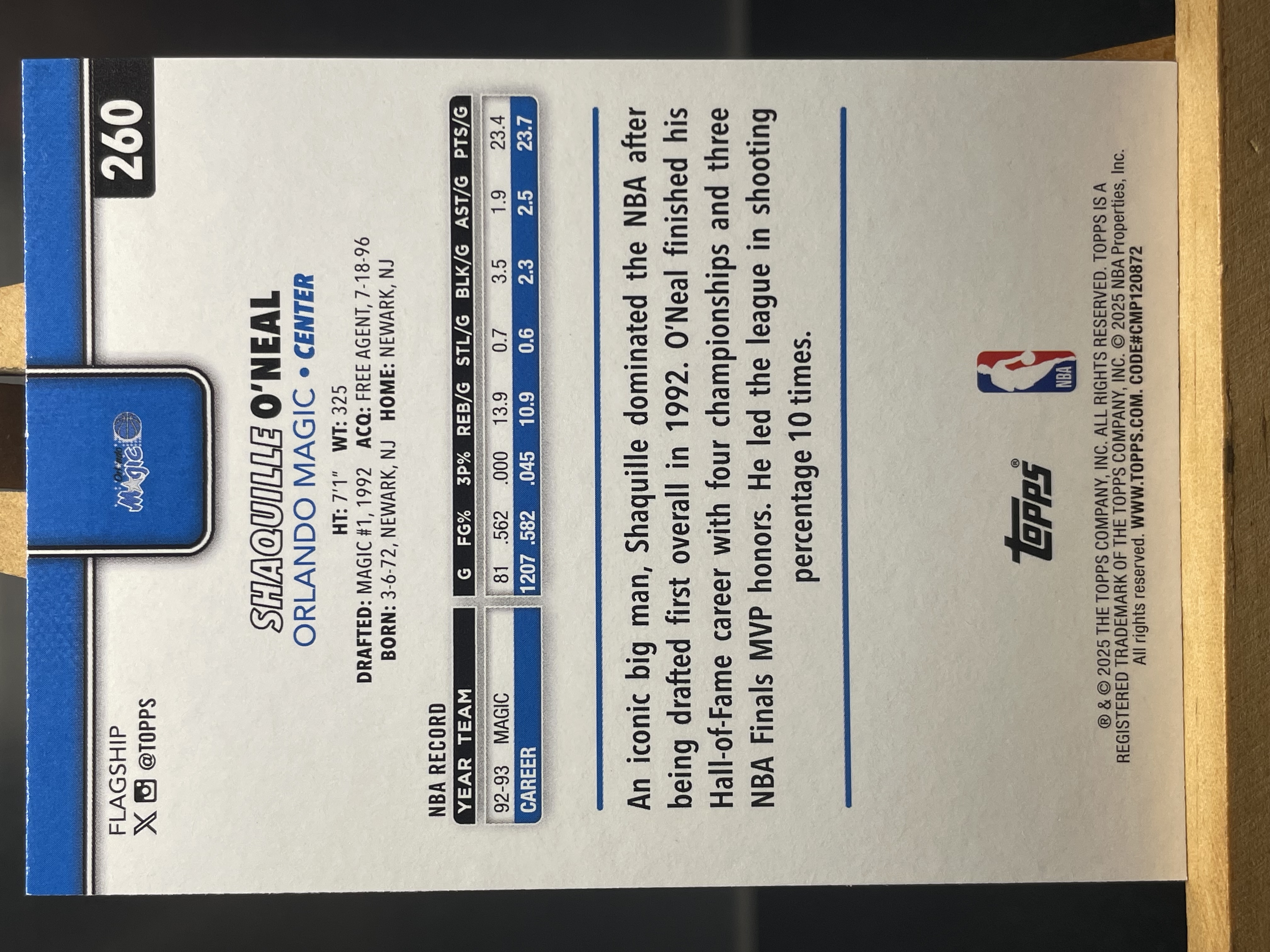 (B6) 2025 TOPPS BASE 大鲨鱼 沙奎尔 奥尼尔 魔术 近期大热球星 收藏凑套必备 卡品如图 !!!