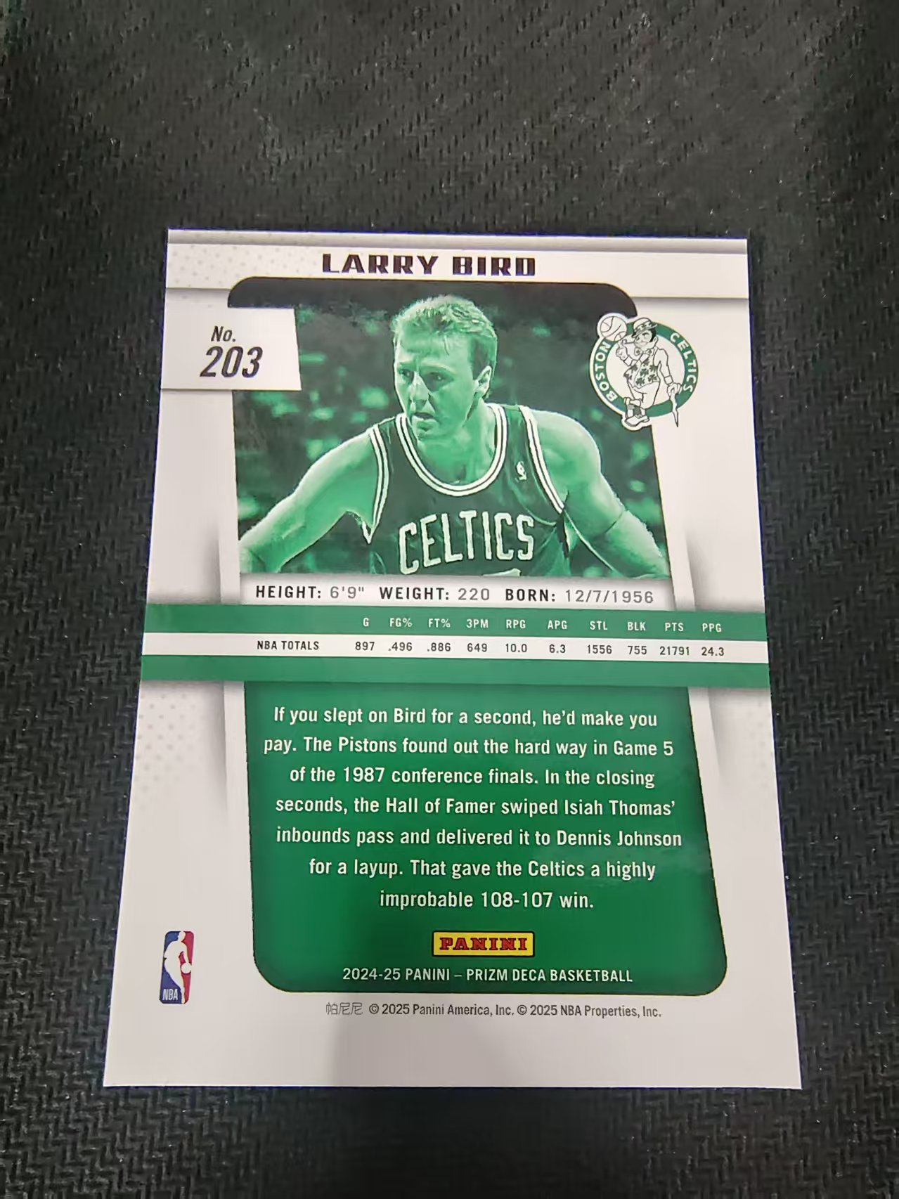 【可合并,不累计】2024-25 Panini Prizm Larry Bird DECA 凯人特人 拉里伯德 PZ 复刻 划痕 边角瑕疵 #203