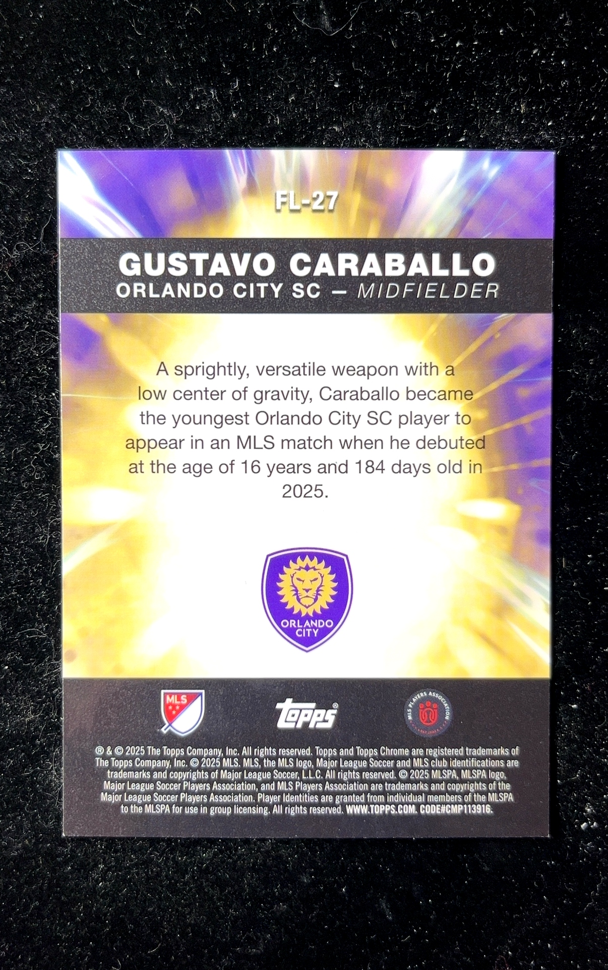 【小白1%代卖】2025 Topps Chrome Fast Lane 快车道特卡 GUSTAVO CARABALLO 古斯塔沃·卡巴拉洛 银折 折射 极具价值 收藏必备 ORLANDO 0607