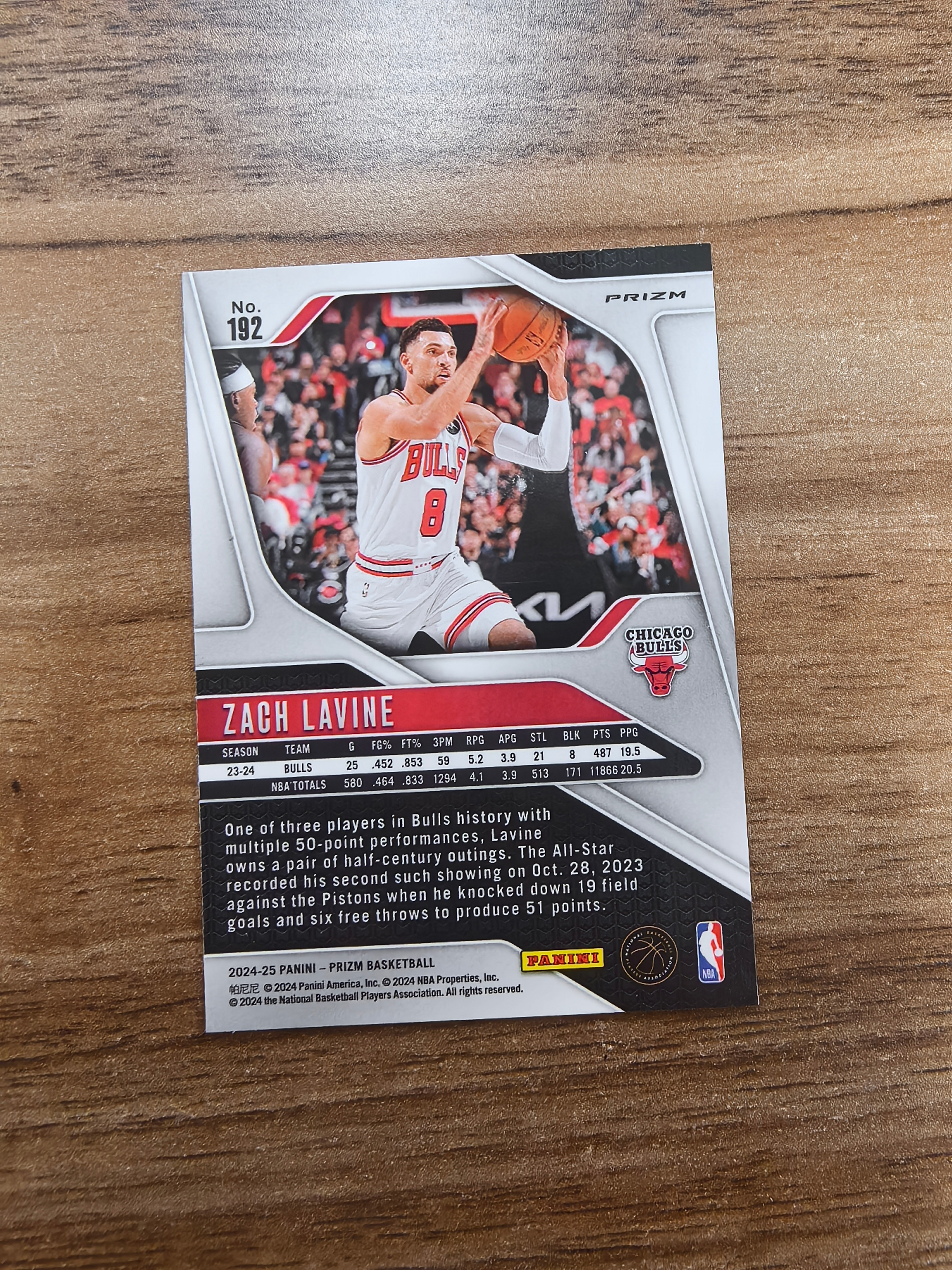 2024-25 Panini Prizm Zach LaVine PZ 公牛 扎克拉文 白点点折 折射 微瑕 实卡精美 卡品如图 收藏必入 流浪