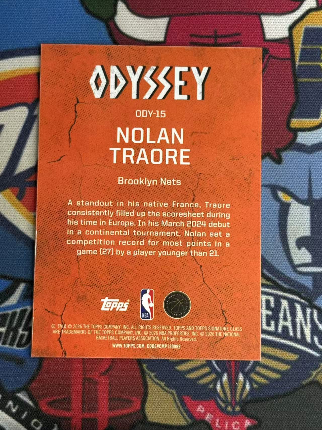 2025-26 TOPPS SIGNATURE CLASS NOLAN TRAORE 篮网 新秀RC 诺兰特劳雷 诺兰特拉奥雷 ODYSSEY奥德赛 大比例SSP特卡 银折 折射【烂臭嘴拍卖】