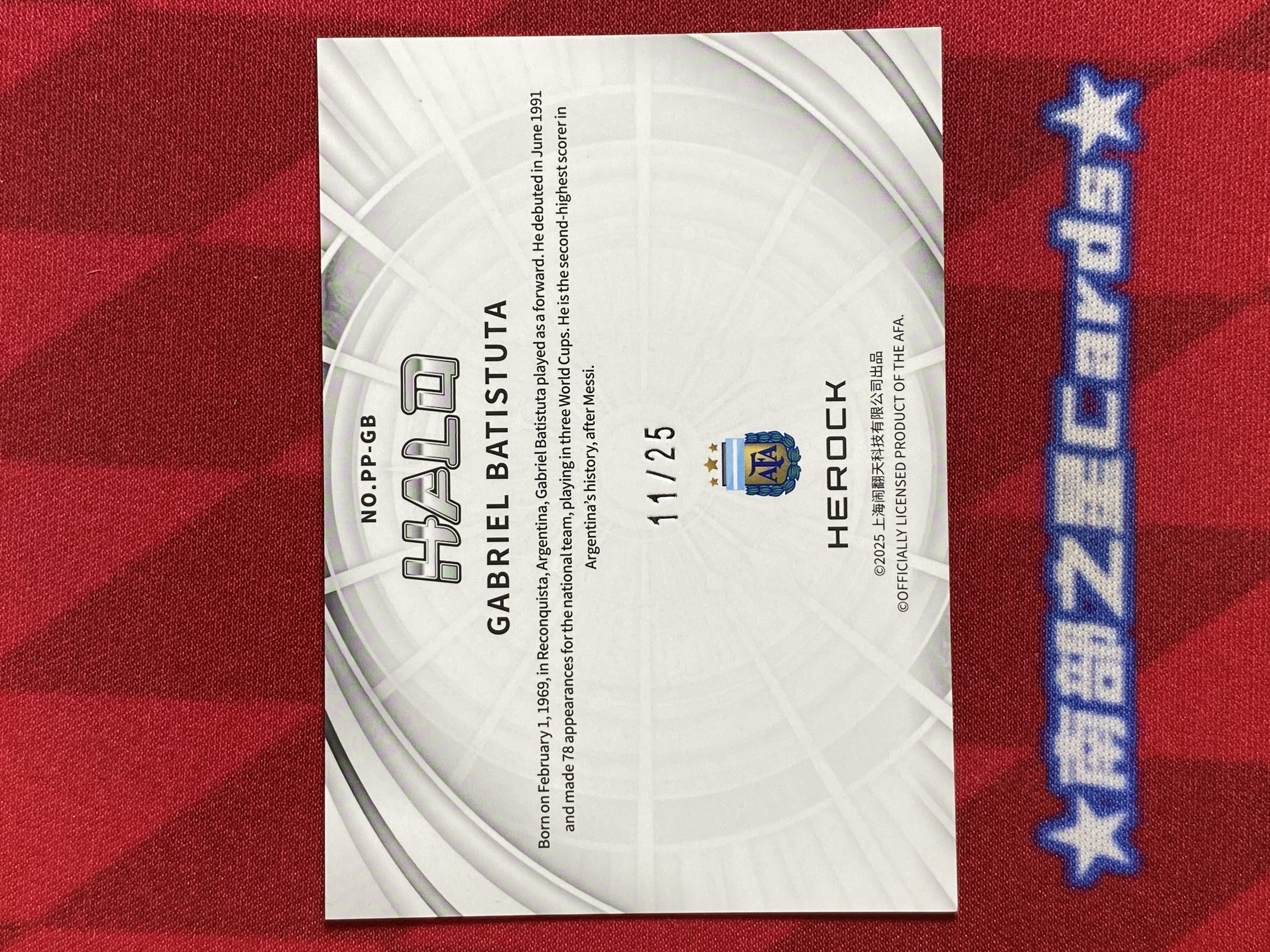2025 Herock Halo Gabriel Batistuta 加布里埃尔 巴蒂斯图塔 阿根廷 佛罗伦萨 罗马 11/25编 阿根廷蓝白折 Past & Present 前世今生 特卡 闹翻天 阿根廷队盒 瑕疵如图【南部之星】kyx