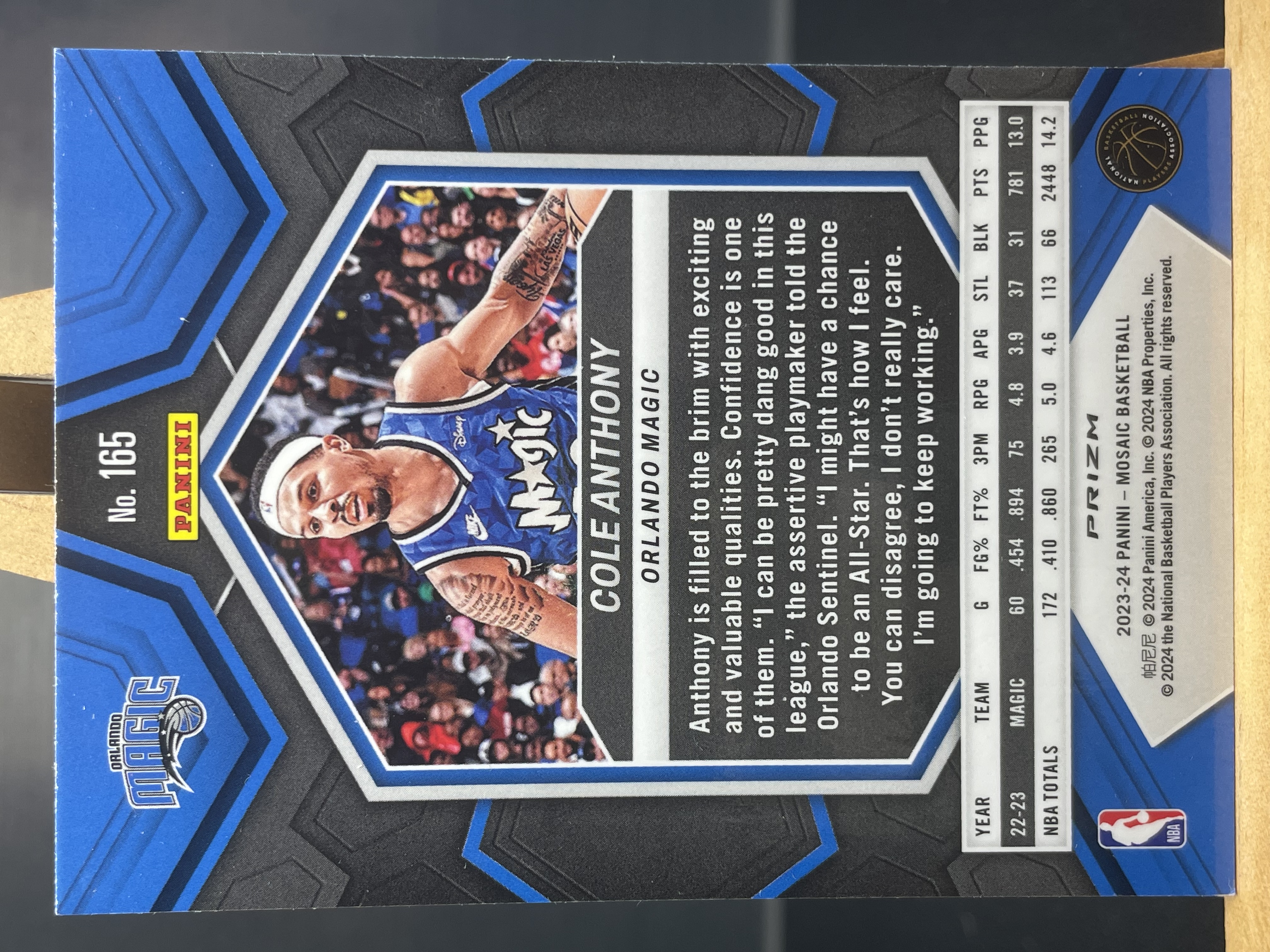 (A5) 2023-24 PANINI 马赛克系列 折射 科尔安东尼 魔术 近期大热球星 收藏凑套必备 卡品如图!!!