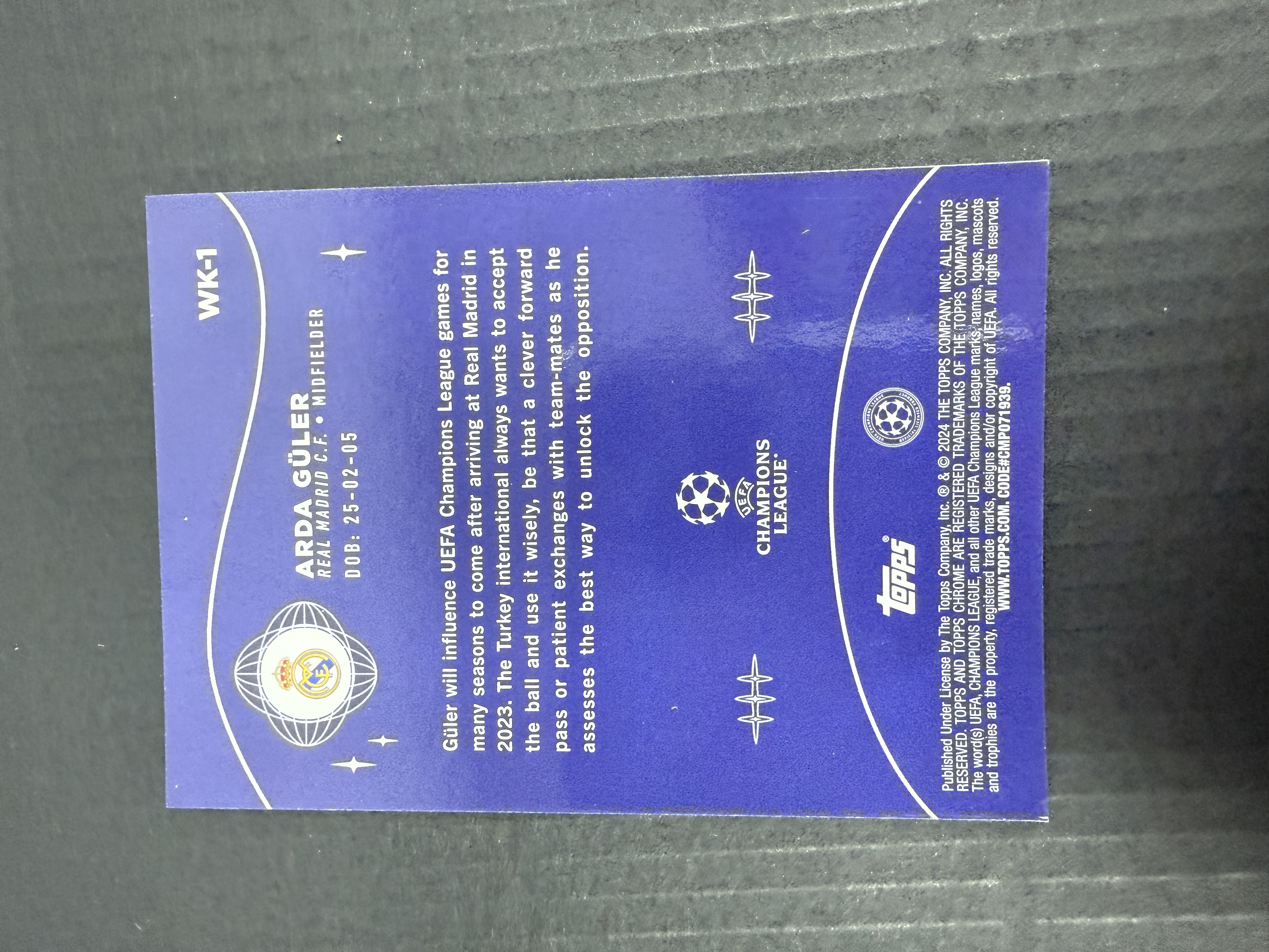 【GOAT山羊拍卖】D哥 2023-24赛季 topps chrome ucc欧战系列 居勒尔 居莱尔 蓝碎冰折新秀特卡 少见 皇马新星 品相如图