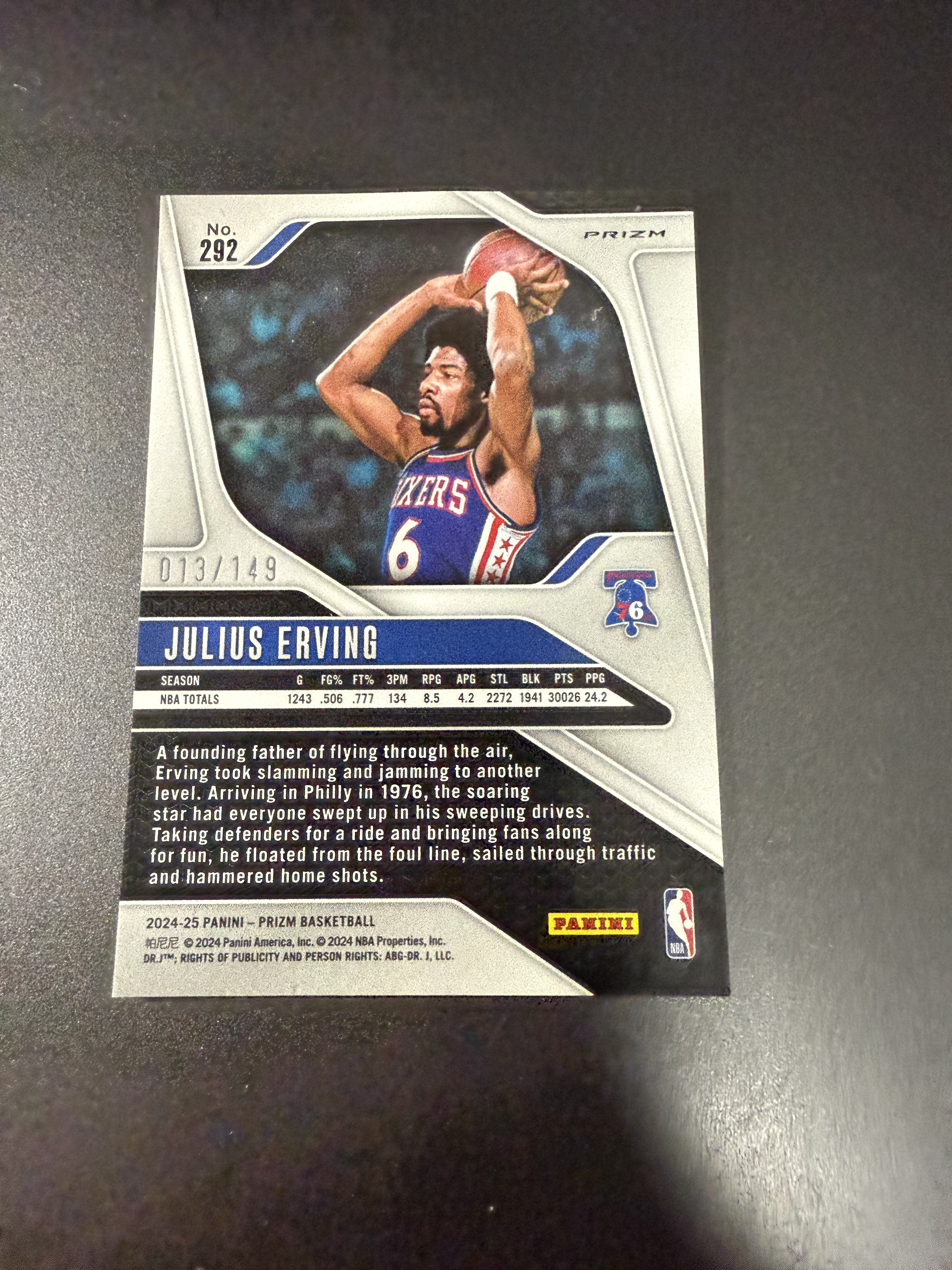 2024-25 Panini Prizm Julius Erving 朱利叶斯 欧文/J博士 紫碎冰 149编 MM