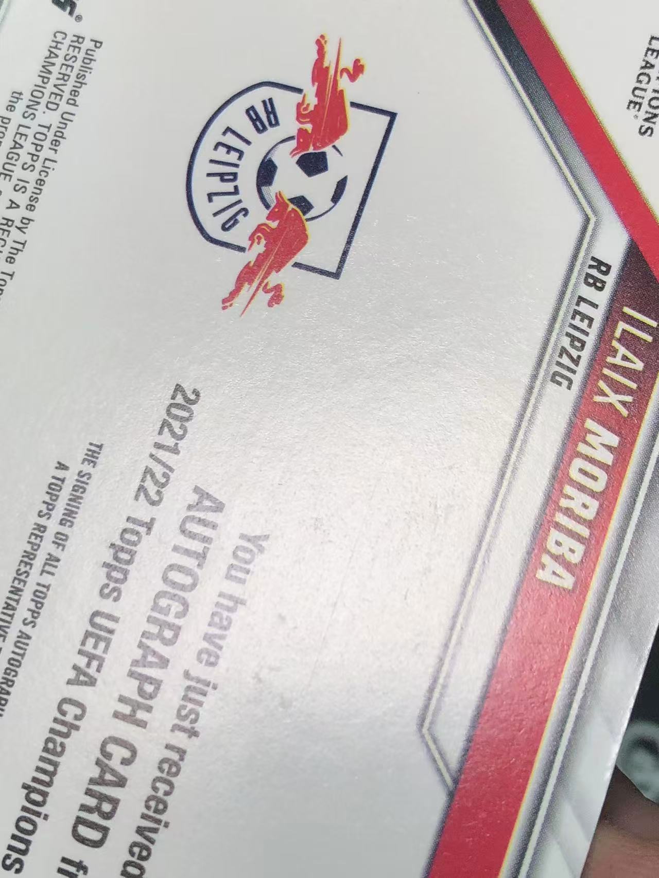 2022 Topps 1st Edition Ilaix Moriba 欧战 UCC 莱比锡 莫里巴 新秀 RC 30编 签字 蓝折 微瑕如图【ZYP代拍】暴暴