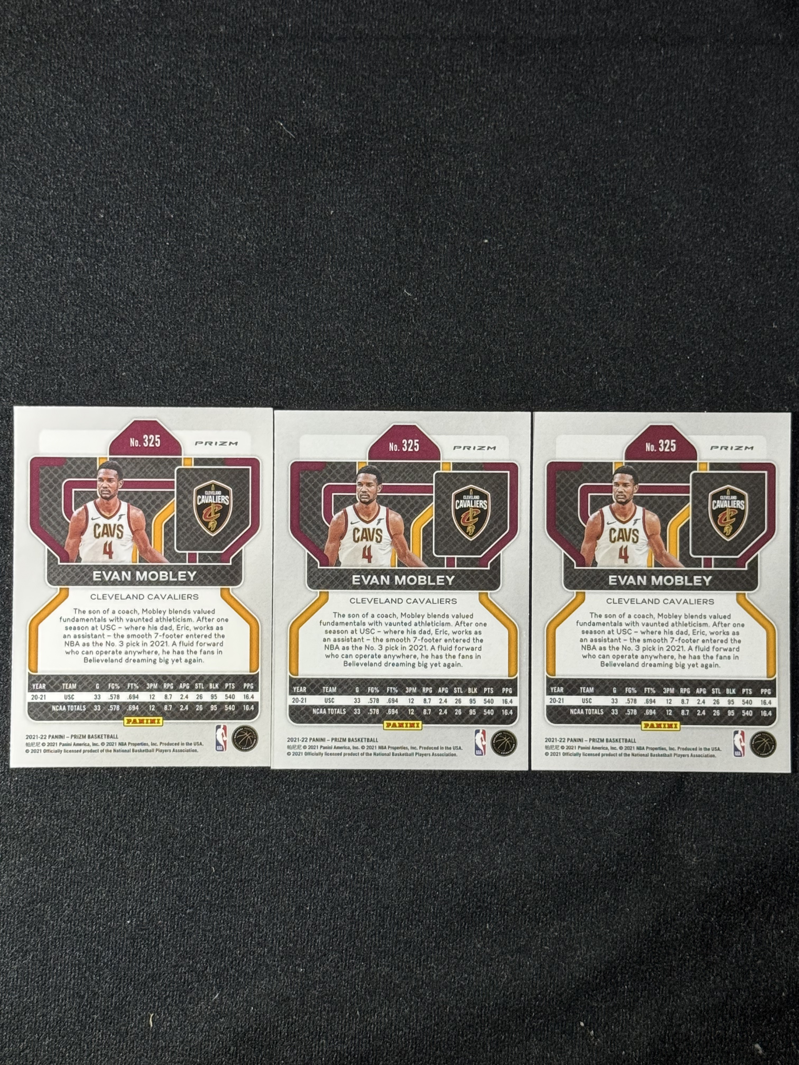 2021-22 Panini Prizm Evan Mobley RC 【扎克代卖】PZ 骑士新秀 埃文 莫布利 正银折 百碎冰 绿折 莫布里 小彩虹 瑕疵如图 投资必备
