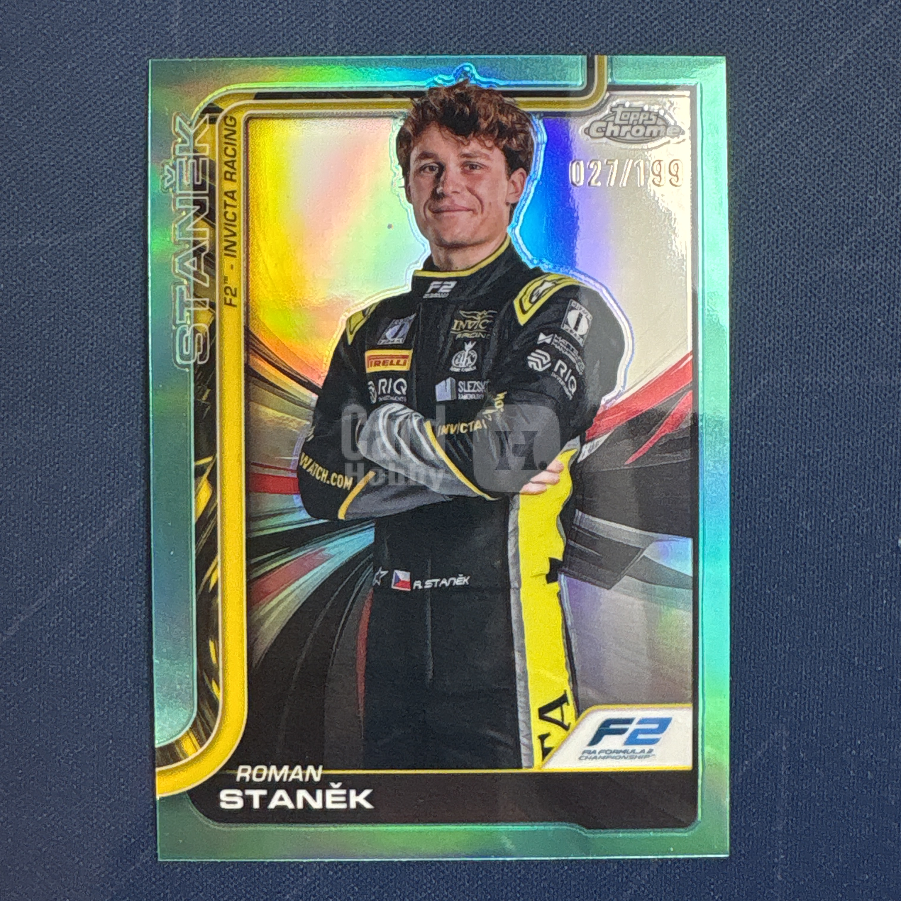 2025 Topps Chrome Roman Stanek 【爆爆代卖】F1 75周年 罗曼 斯塔内克 27/199编 青折 折射 F2 Invicta车队 正定妆照 专收必备 卡品如图 #冷哥
