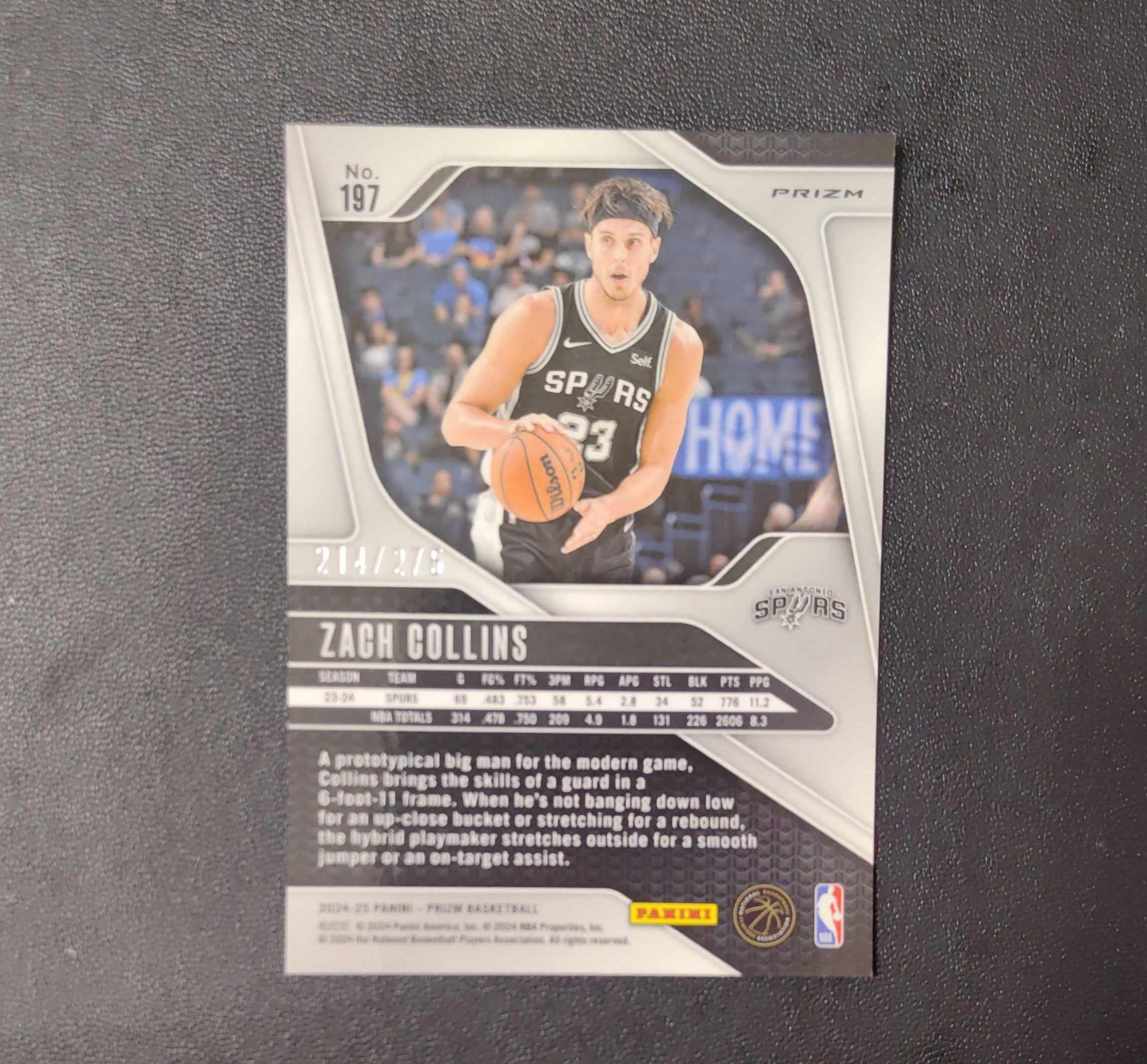 2024-25 帕尼尼 Prizm Zach Collins PZ 马刺 扎克 科林斯 275编 白镭射折 东契奇 sga 库里 文班亚马 詹姆斯 湖人 勇士 马刺