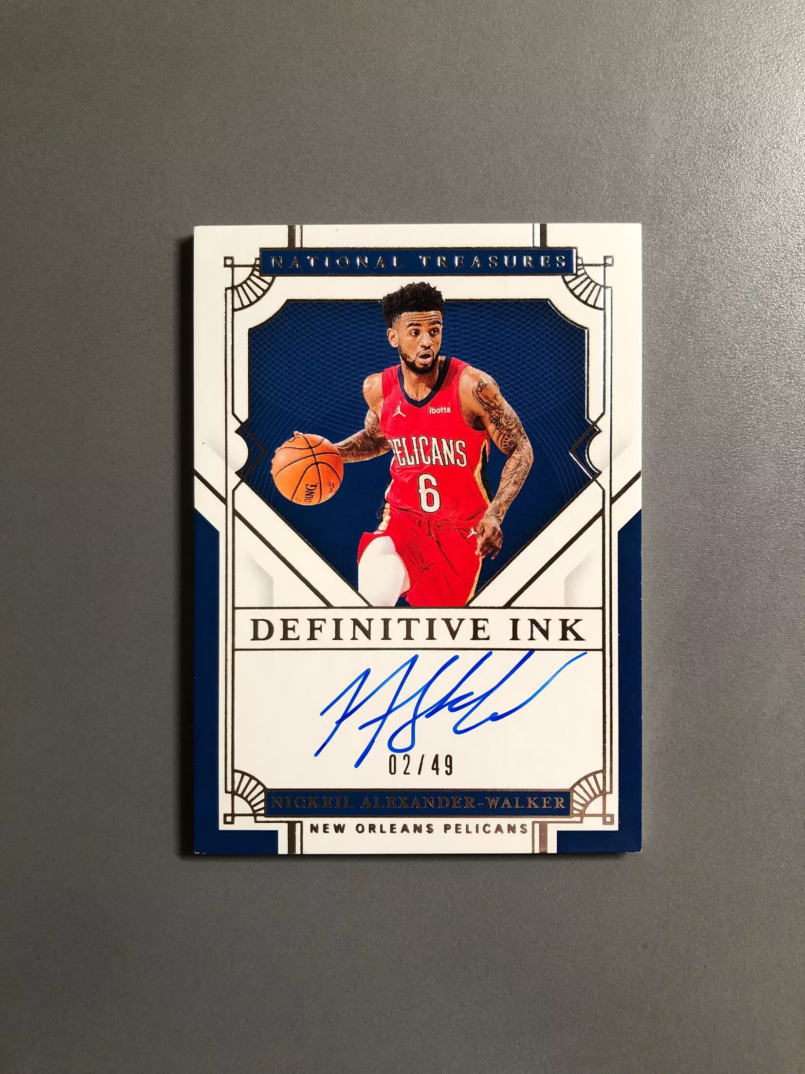 2020-21 Panini National Treasures Nickeil Alexander-Walker 亚历山大·沃克 鹈鹕 签字 卡签 49编 实卡好看 卡品如图 可累计 OS036