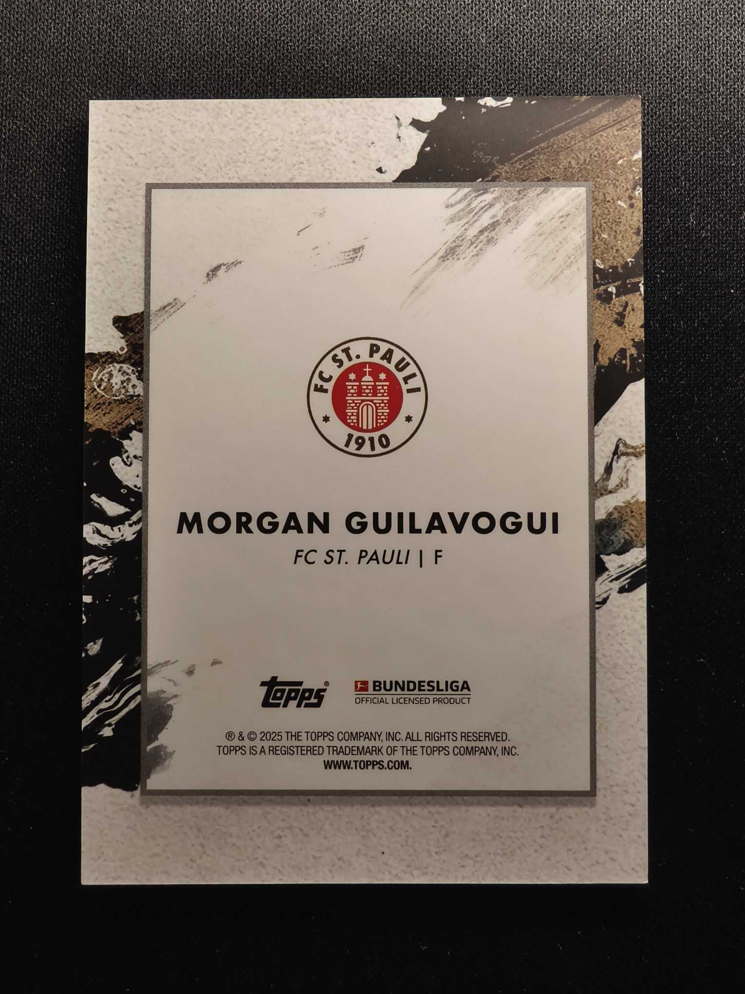 2025 Topps Inception Morgan Guilavogui 德甲盗梦空间 圣保利 摩根 吉拉莫吉 75编 绿版 卡品如图 专收凑套