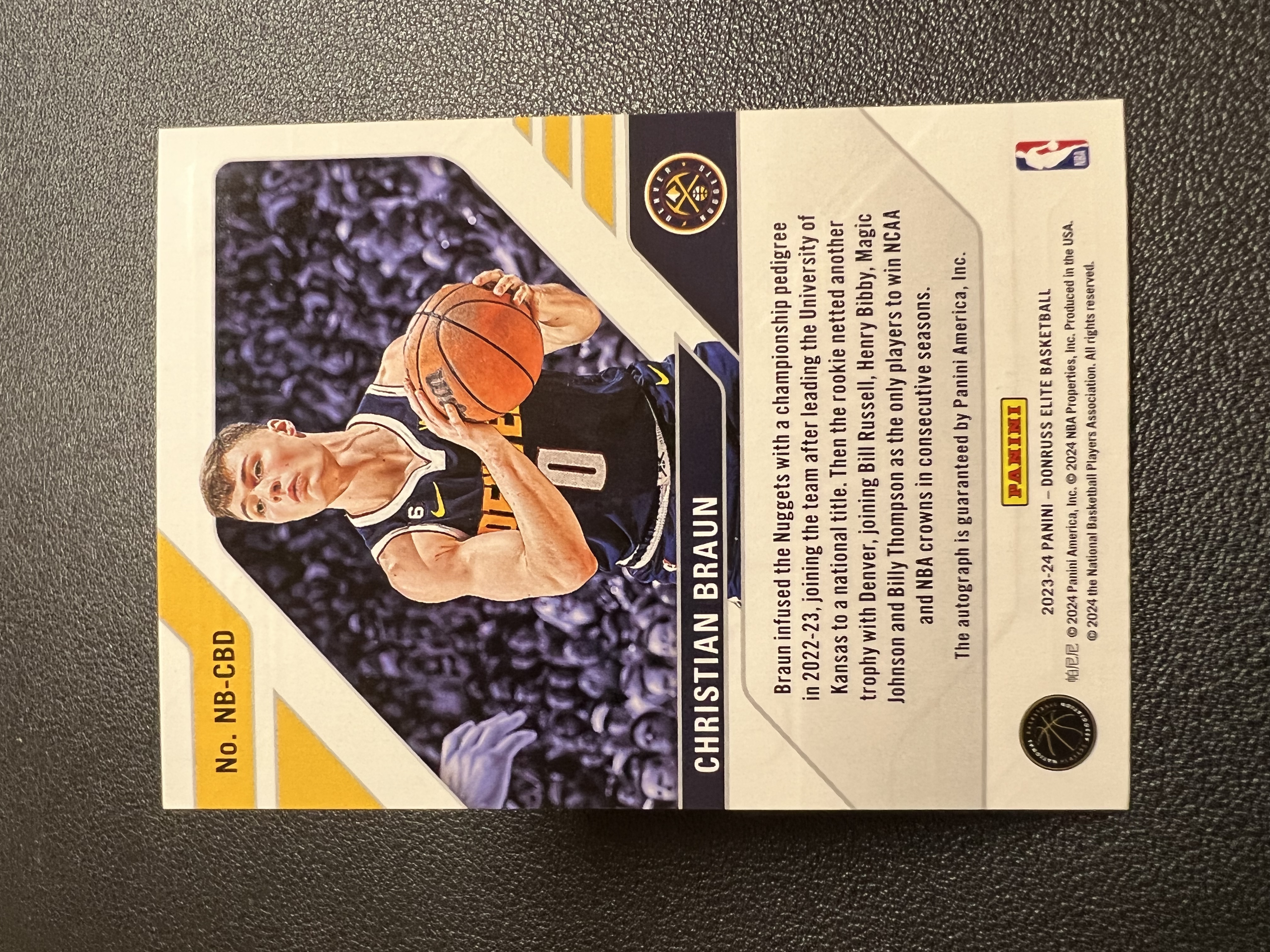 2023-24 Panini Elite Christian Braun 【星佑代卖】杜蕾斯 精英 克里斯蒂安 布劳恩 签字 收藏必备