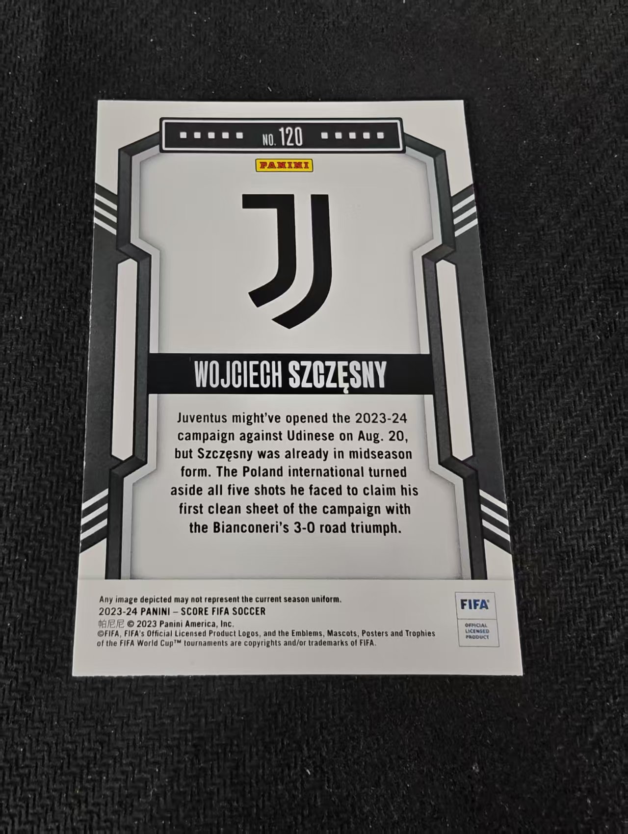 【可合并,不累计】2023-24 Panini Score Wojciech Szczesny 斯泽斯尼 尤文图斯 FIFA 划痕 边角瑕疵 #120