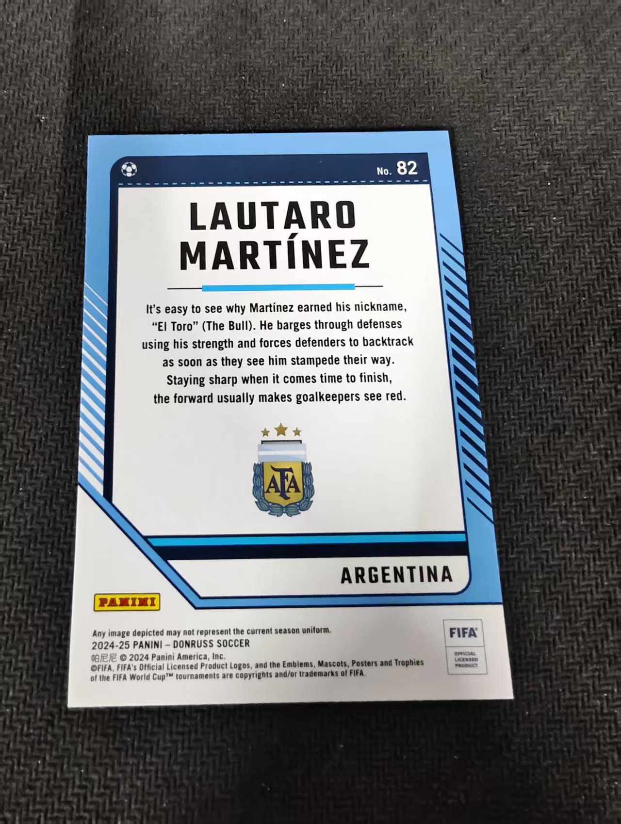 【可合并,不累计】2024-25 Panini donruss Lautaro Martinez 劳塔罗 马丁内斯 阿根廷 FIFA 杜蕾斯 不保卡品 介意勿拍 #82