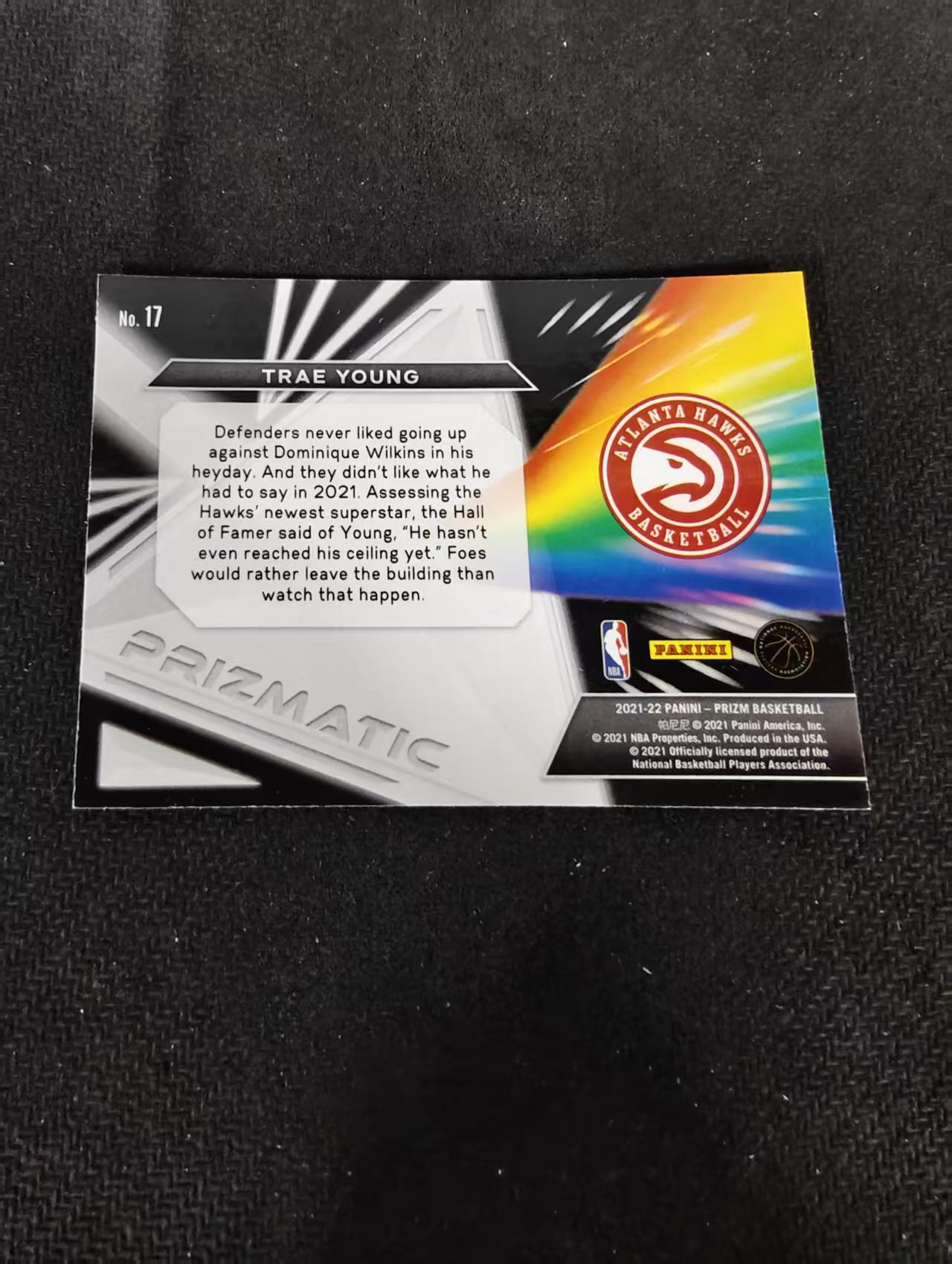 【可合并,不累计】2021-22 Panini Prizm Trae Young 特雷杨 老鹰 Prizmatic 特卡 不保卡品 介意勿拍 #17