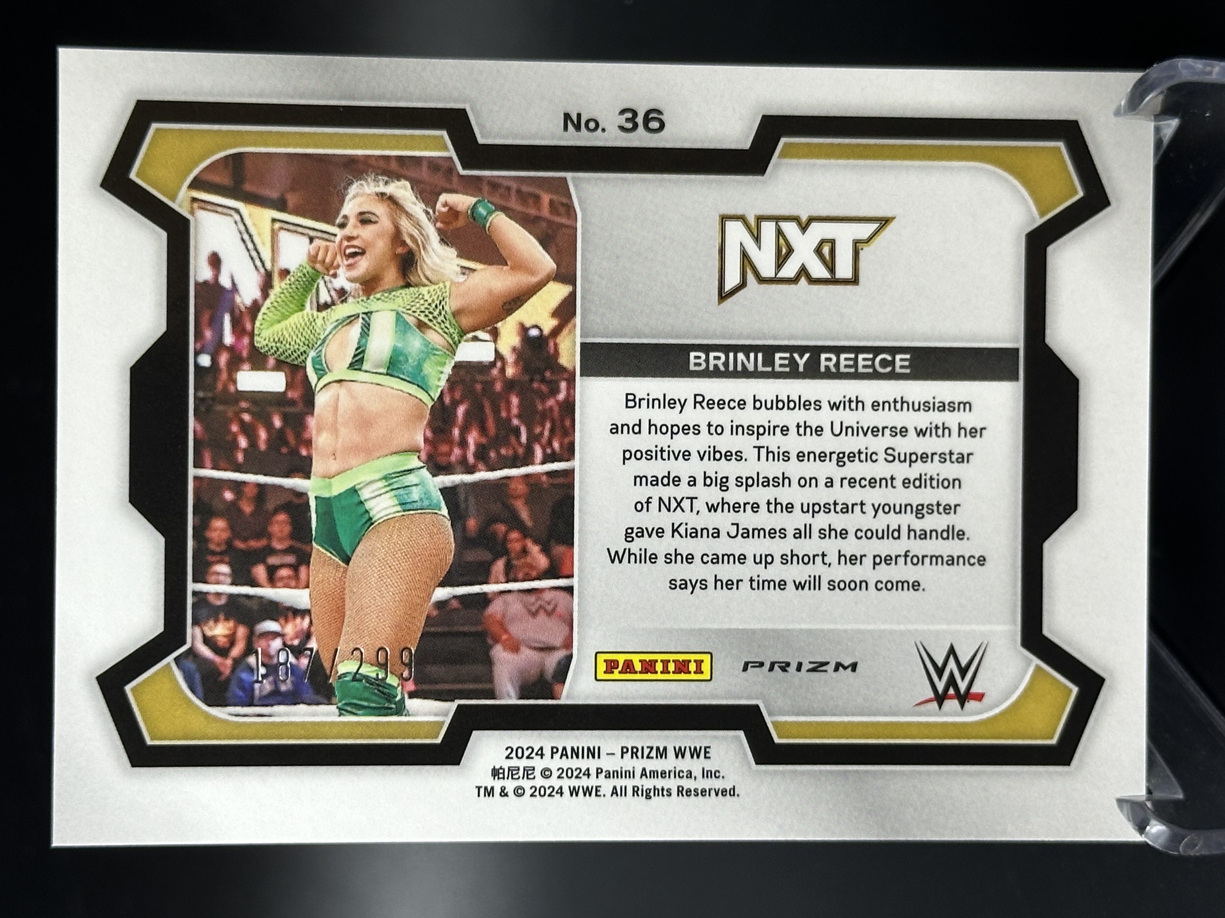 2024 Panini prizm reece 【小黄拍卖】WWE PZ 布林莉 里斯 新秀 rc 红折 187/299编「SHM」