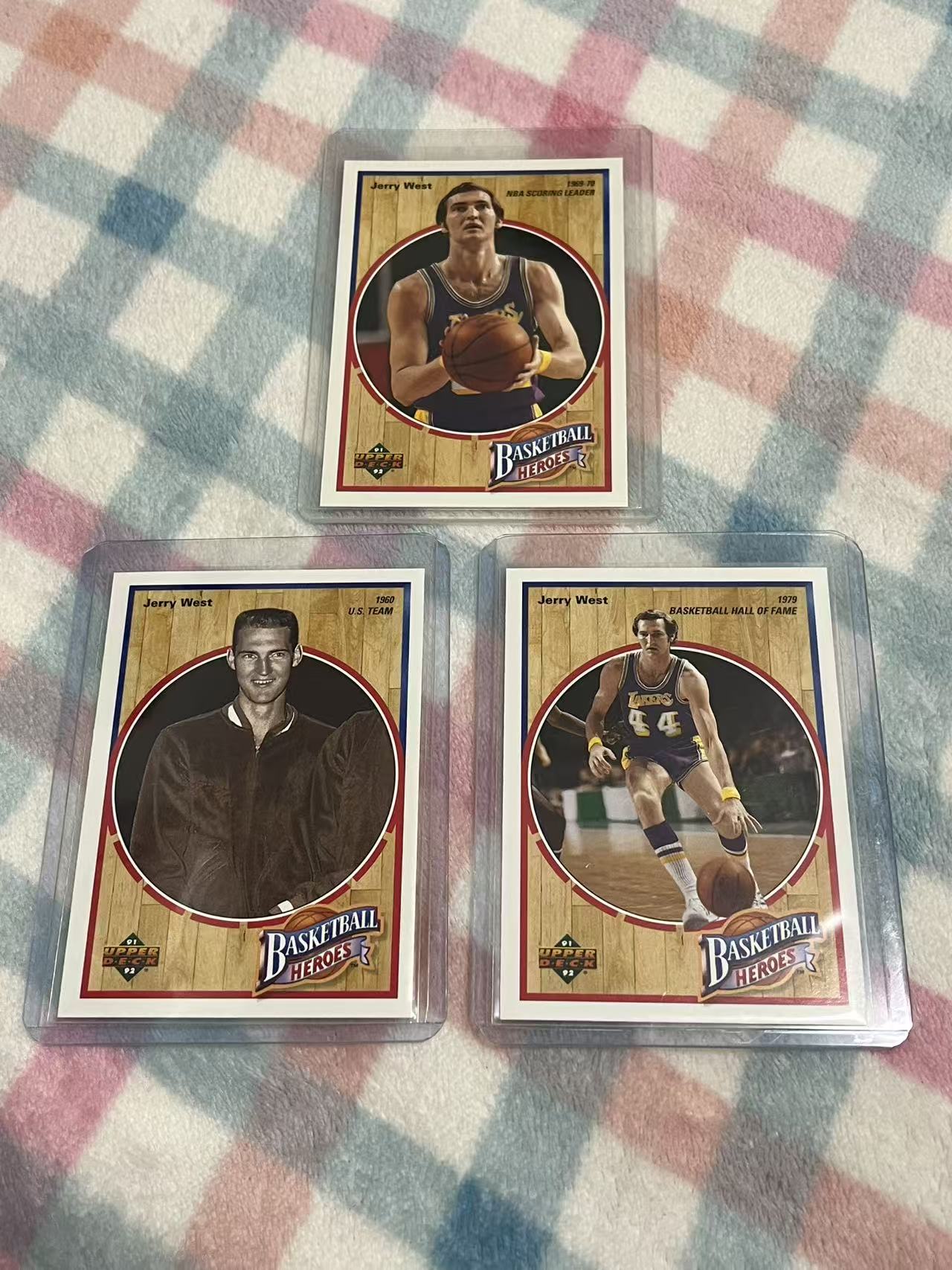 1992 Upper Deck basketball heroes Jerry West 杰里韦斯特 LOGO男 3张打包【篮球英雄 老人 老卡 老特 +2张教育特卡】#789