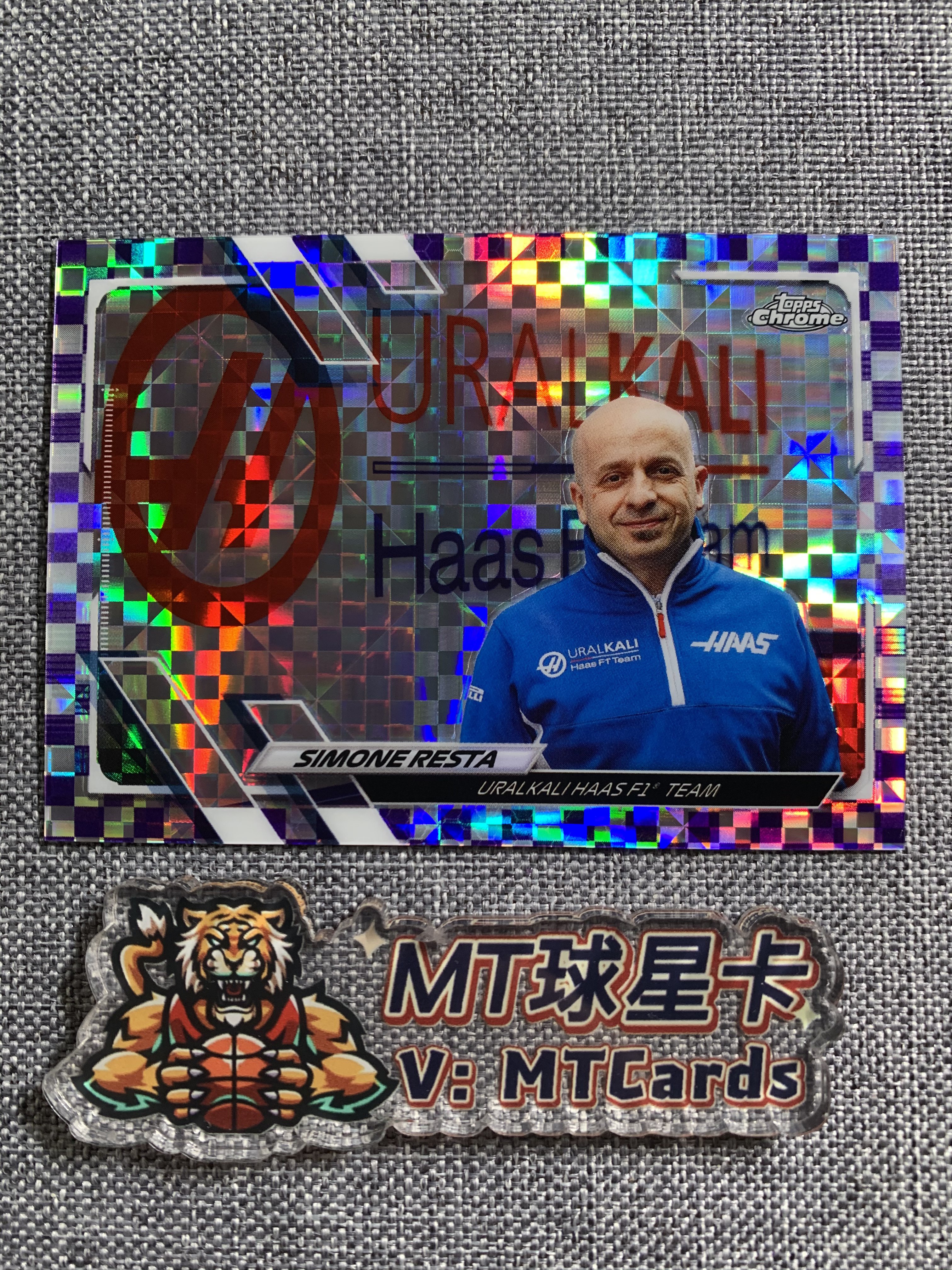 【MT球星卡】2021 Topps Chrome Simone Resta F1 赛车 西蒙 雷斯塔 018/199编 紫棋盘折 紫格子折 折射 Hao