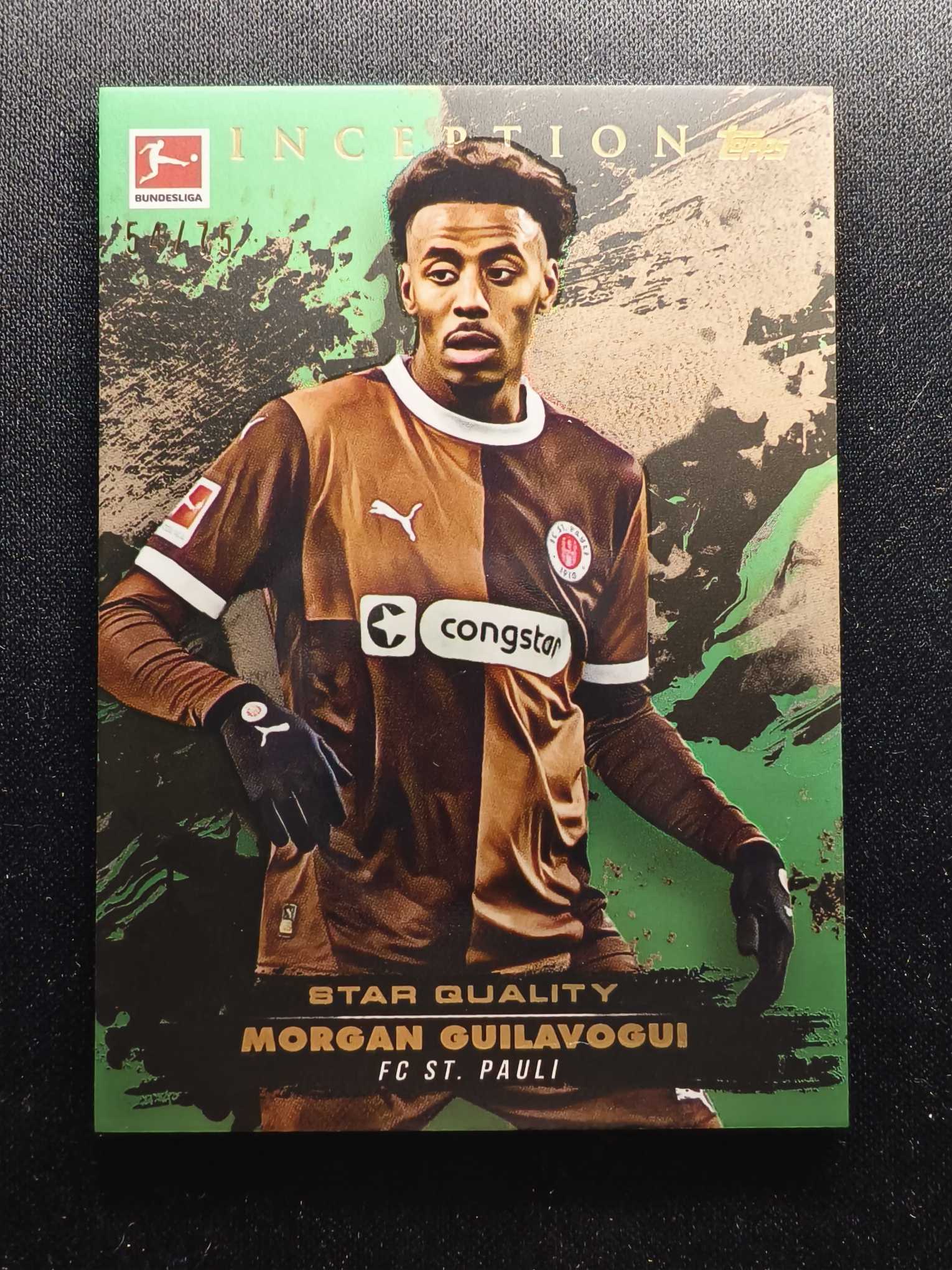 2025 Topps Inception Morgan Guilavogui 德甲盗梦空间 圣保利 摩根 吉拉莫吉 75编 绿版 卡品如图 专收凑套