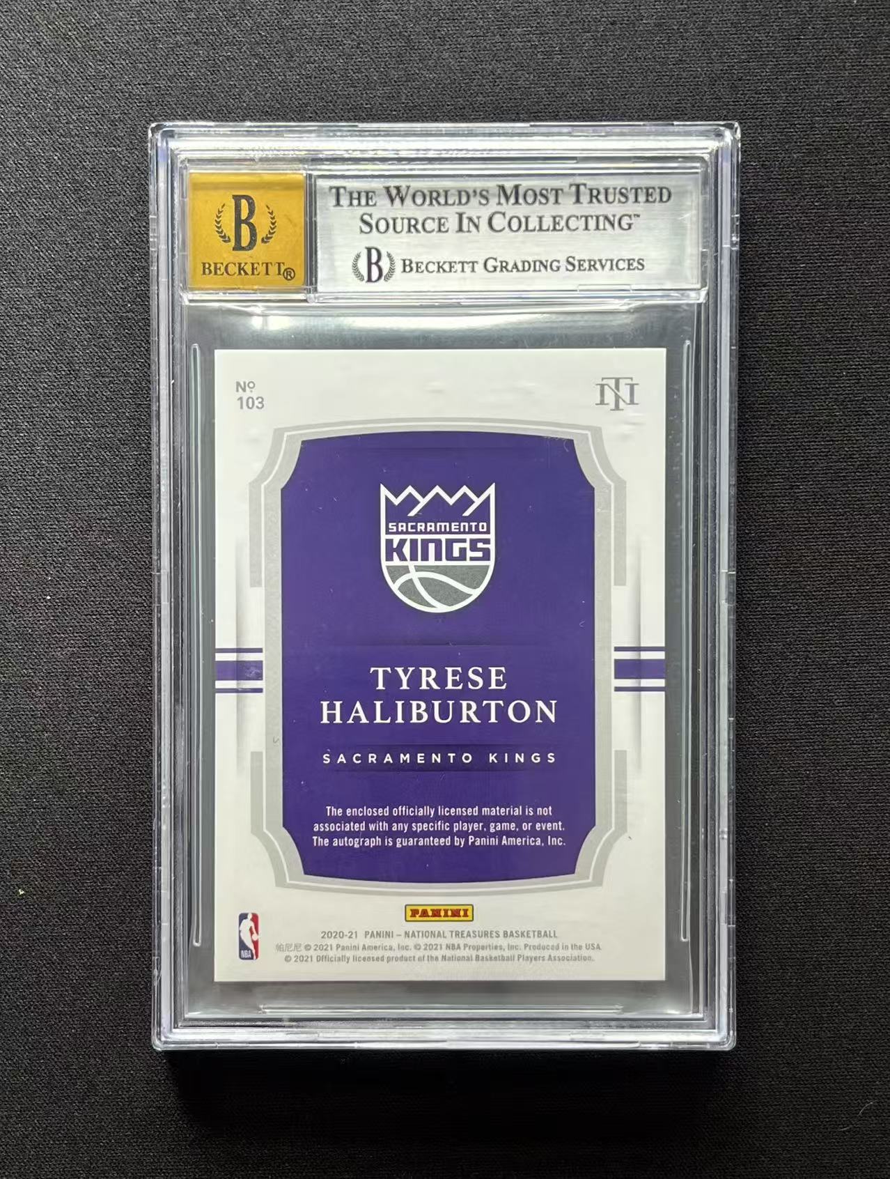 【长安代卖精品】2020-21 Natioanl Treasures 国宝 步行者 新秀RC Tyrese Haliburton 哈里伯顿 哈利伯顿 正新秀Patch签字 金平行 06/10编 暴力切割 BGS9+10分评级【CA91】