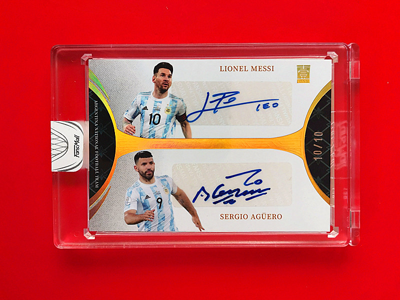 2022 上海范斯猫 fansmall 利昂内尔·梅西 /阿圭罗 (( 巨星 完美双签 金版 10/10 同背号 等同1/1 品好 )) ebay 奇迹 (( 含原封砖 ))