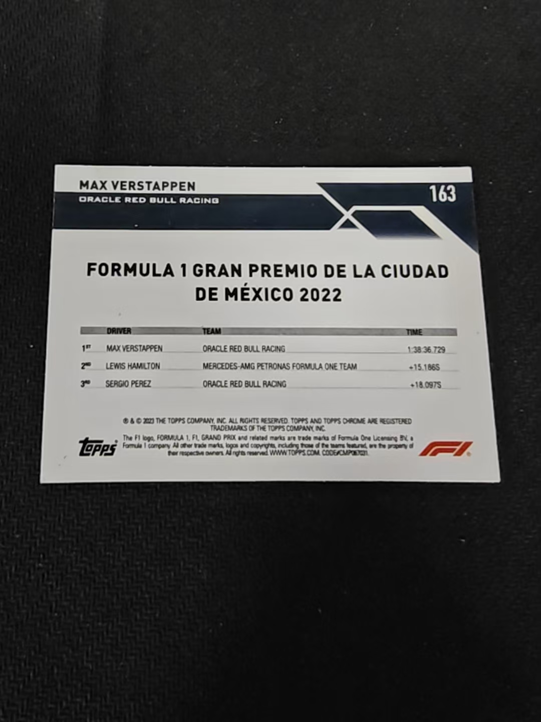 2023 Topps Chrome F1 Max Verstappen 维斯塔潘 红牛 划痕 边角瑕疵 #163