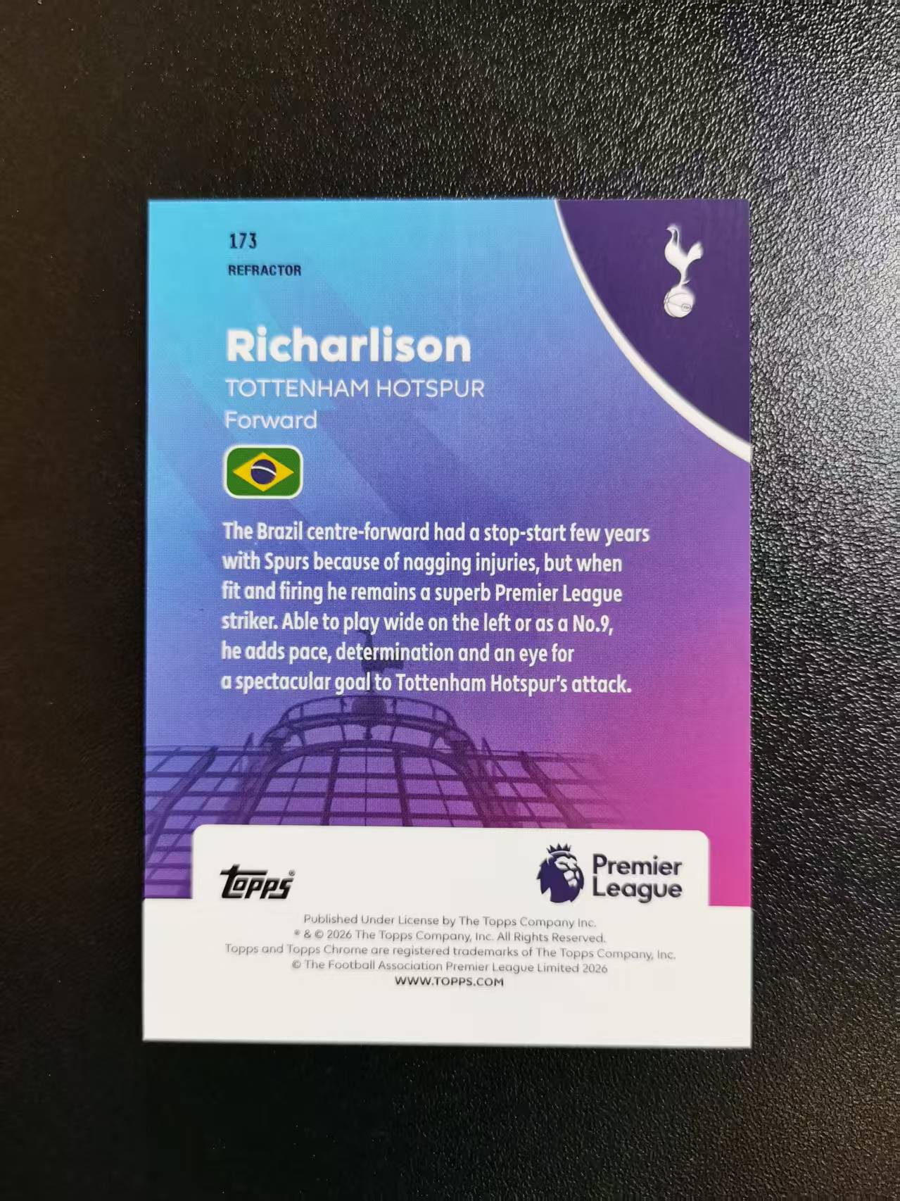 2026 Topps Chrome Richarlison 里沙利松 热刺 TC英超 银折 收藏凑套 卡品如图 免费代拍CC01