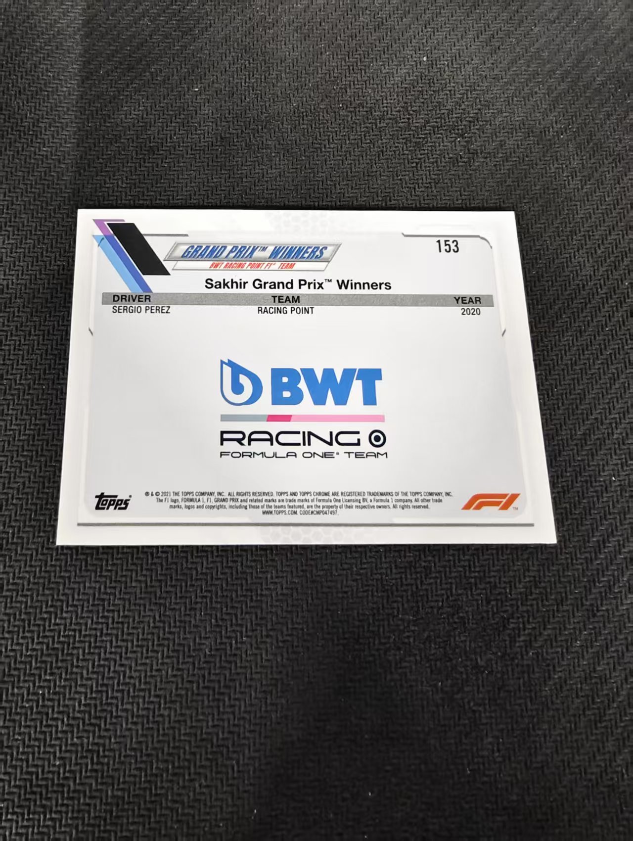 【汽水拍卖】2021 Topps Racing F1 Sergio Perez 塞尔吉奥 佩雷兹 橙折 划痕 边角瑕疵 #153