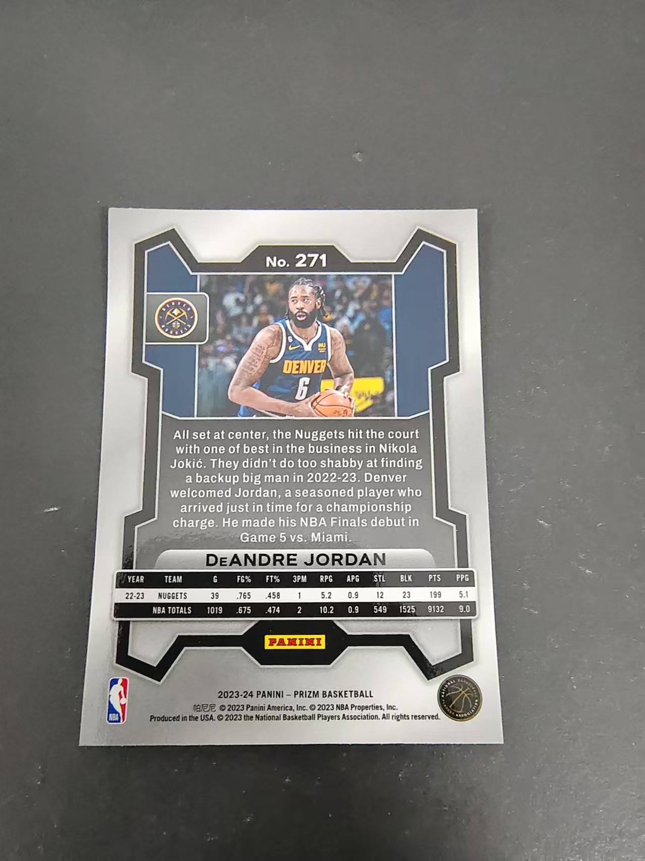 【可合并,不累计】2023-24 Panini Prizm DeAndre Jordan 德安德烈 乔丹 PZ 划痕 边角微瑕 #271