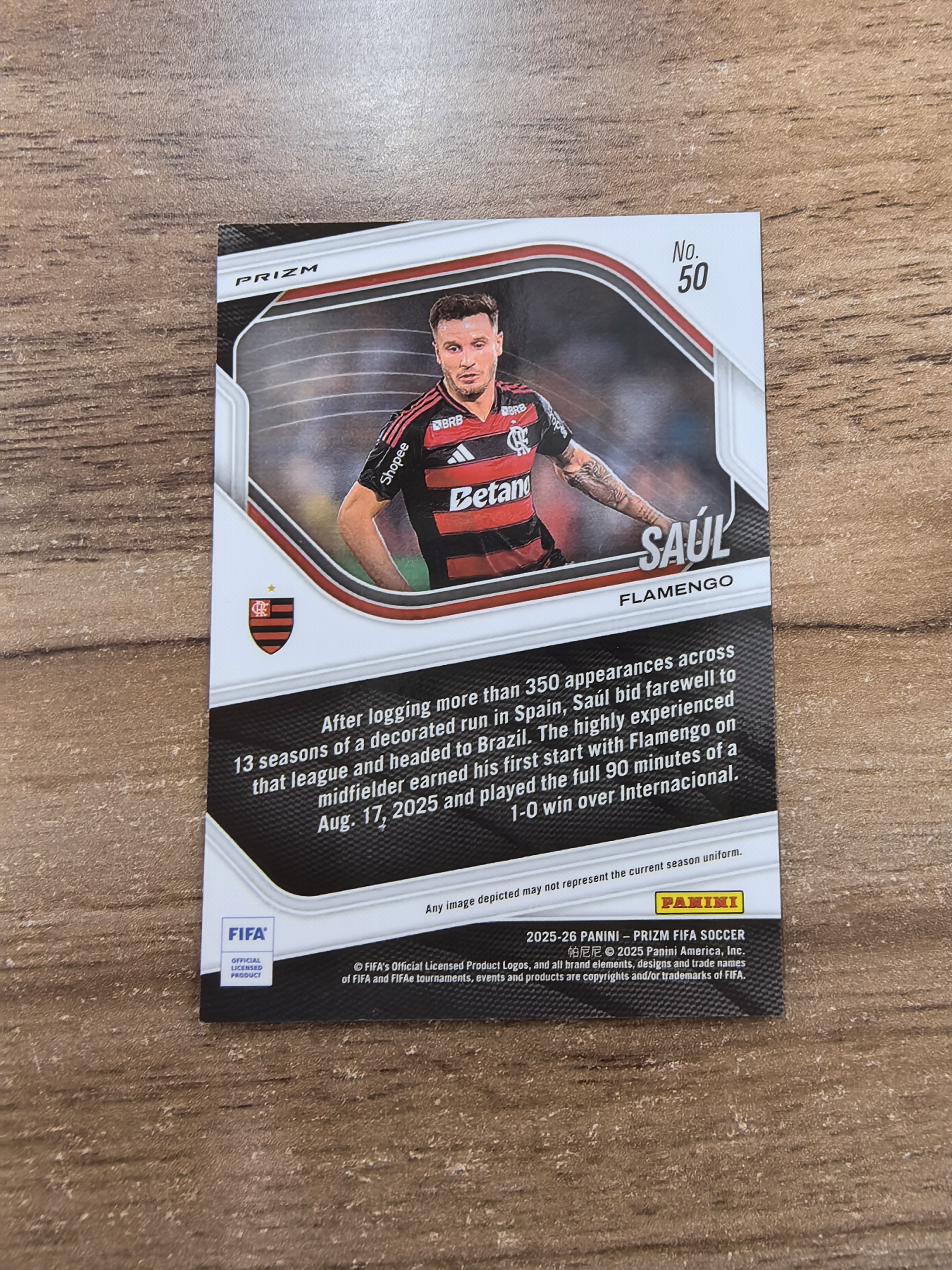 2025-26 Prizm FIFA Soccer 弗拉门戈 SAÚL 萨乌尔・尼格斯 大比例 SP 起源折 折射 卡品如图 min