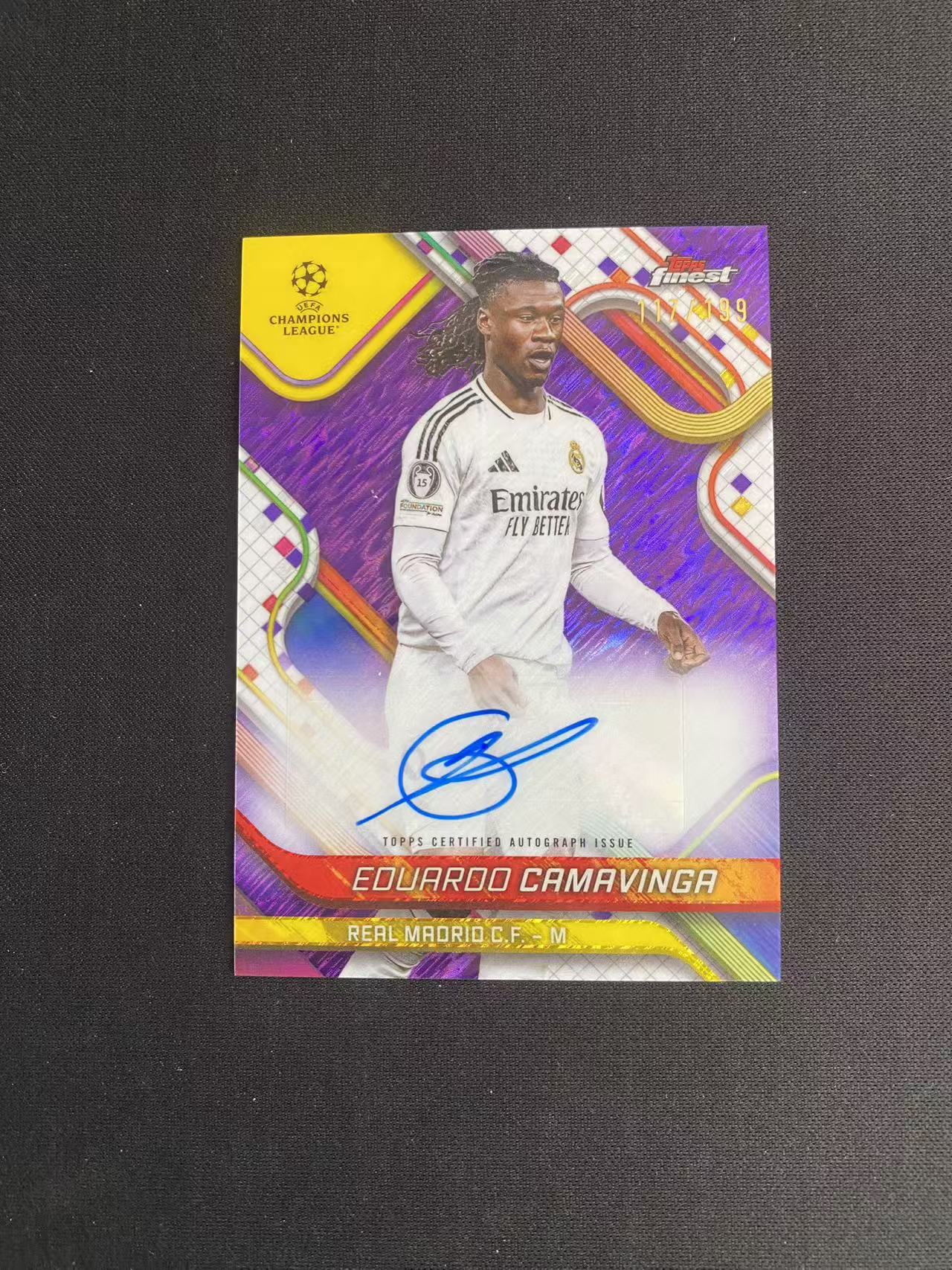 2025 Topps Finest Eduardo Camavinga 爱德华多 卡马文加 签字 紫折 欧冠 199编 皇马 皇家马德里 【spouse#3】