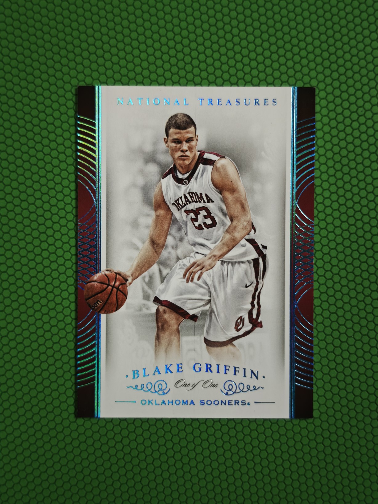 2015 Panini National Treasures Blake Griffin 国宝大学系列 快船 布雷克格里芬 白魔兽 1/1编base 早年湖水蓝 1of1 限量1张 瑕疵如图介意勿拍