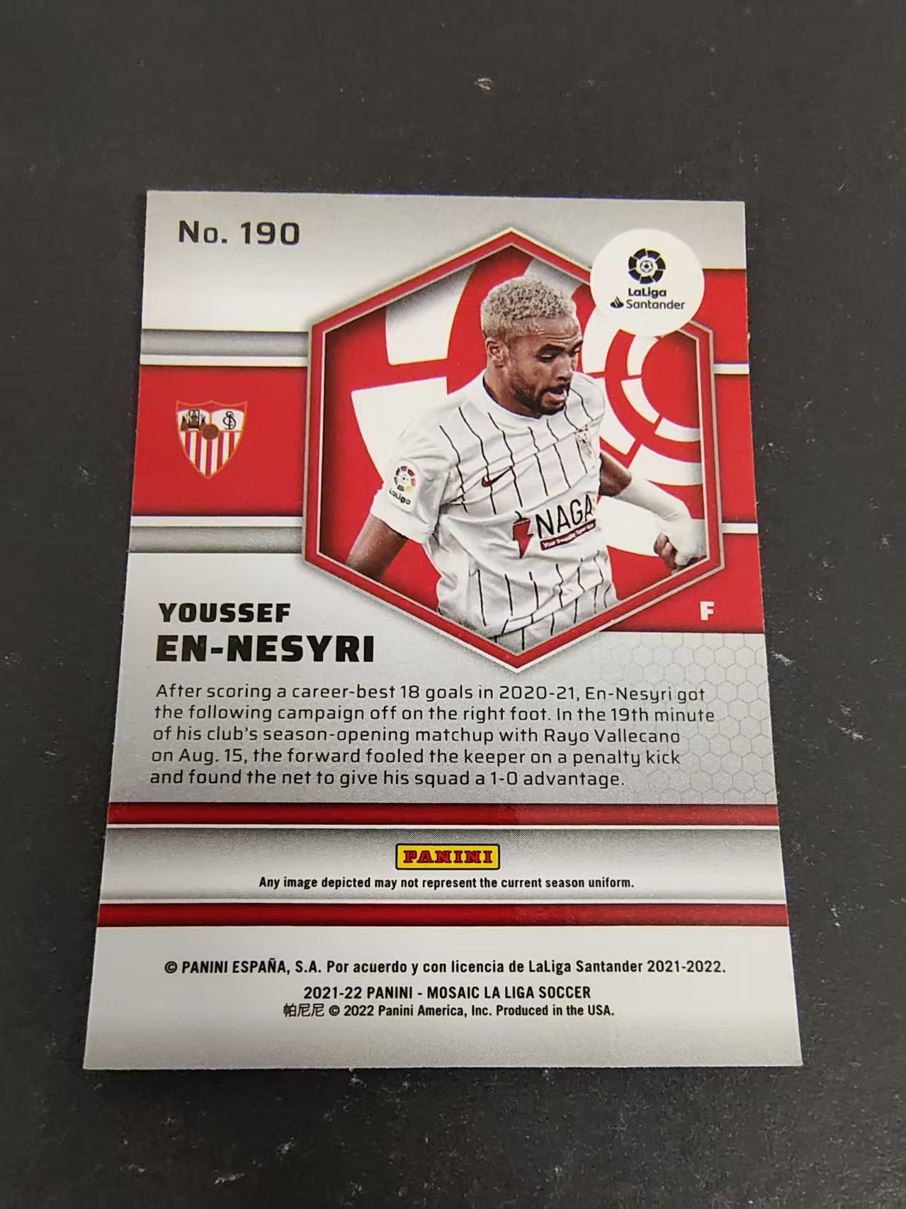 【可合并,不累计】2021-22 Panini Mosaic Youssef En Nesyri 恩内斯里 塞维利亚 西甲 马赛克 划痕 边角瑕疵 #190