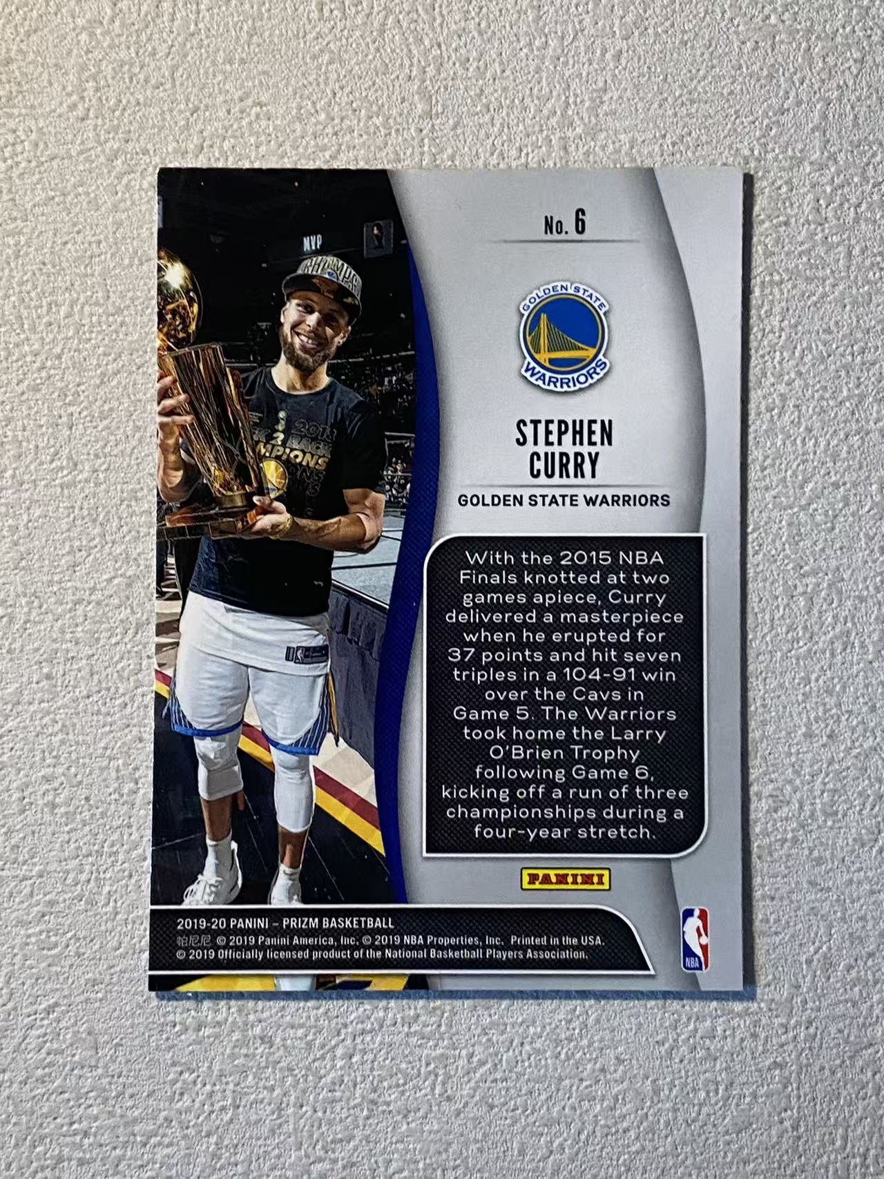 2019-20 Panini Prizm Stephen Curry pz 勇士 斯蒂芬 库里 总冠军 捧杯特卡 经典选图 收藏必备