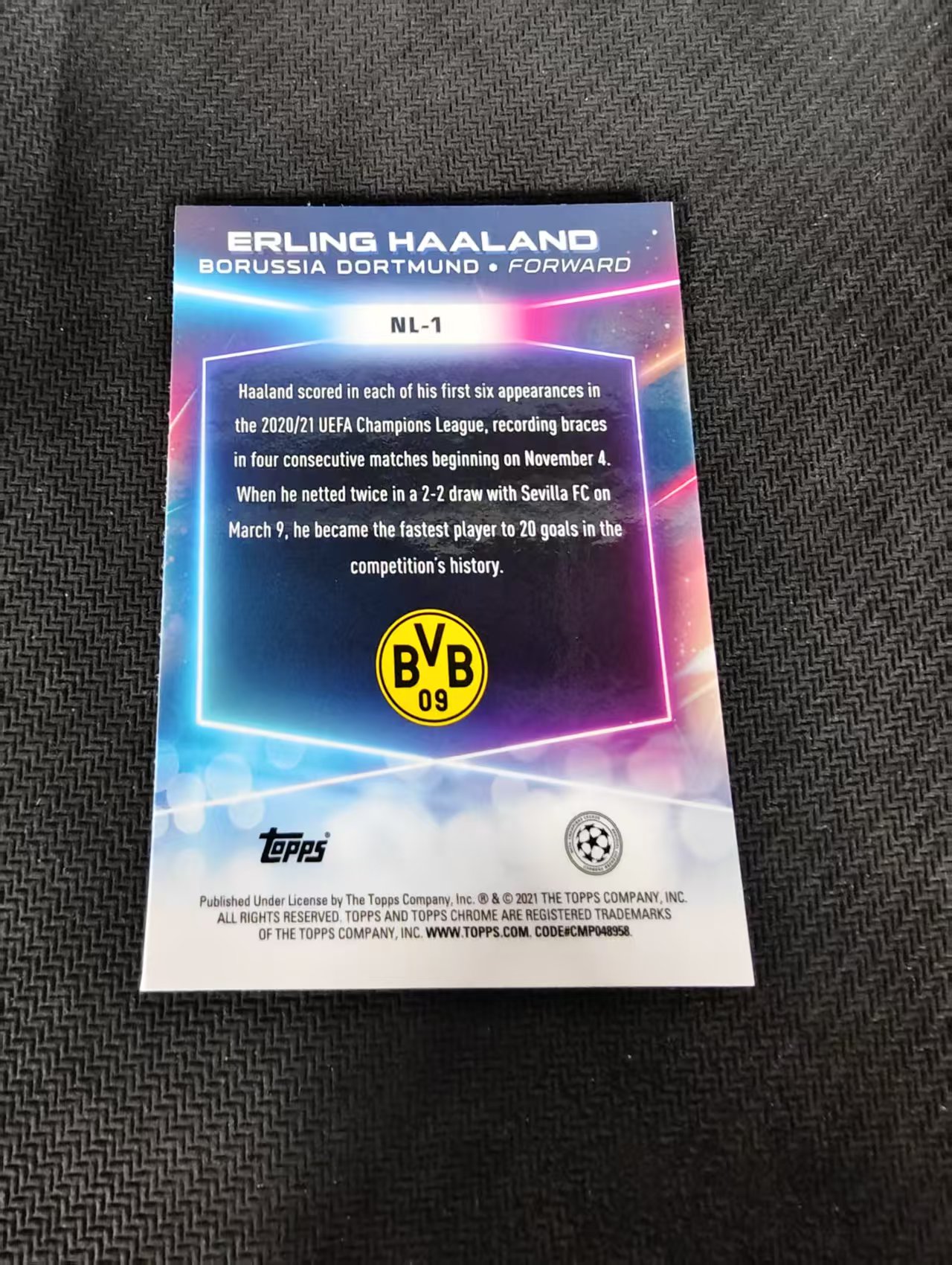 【可合并,不累计】2021 Topps Finest Erling Haaland 欧冠 多特 哈兰德 银折 划痕 边角瑕疵