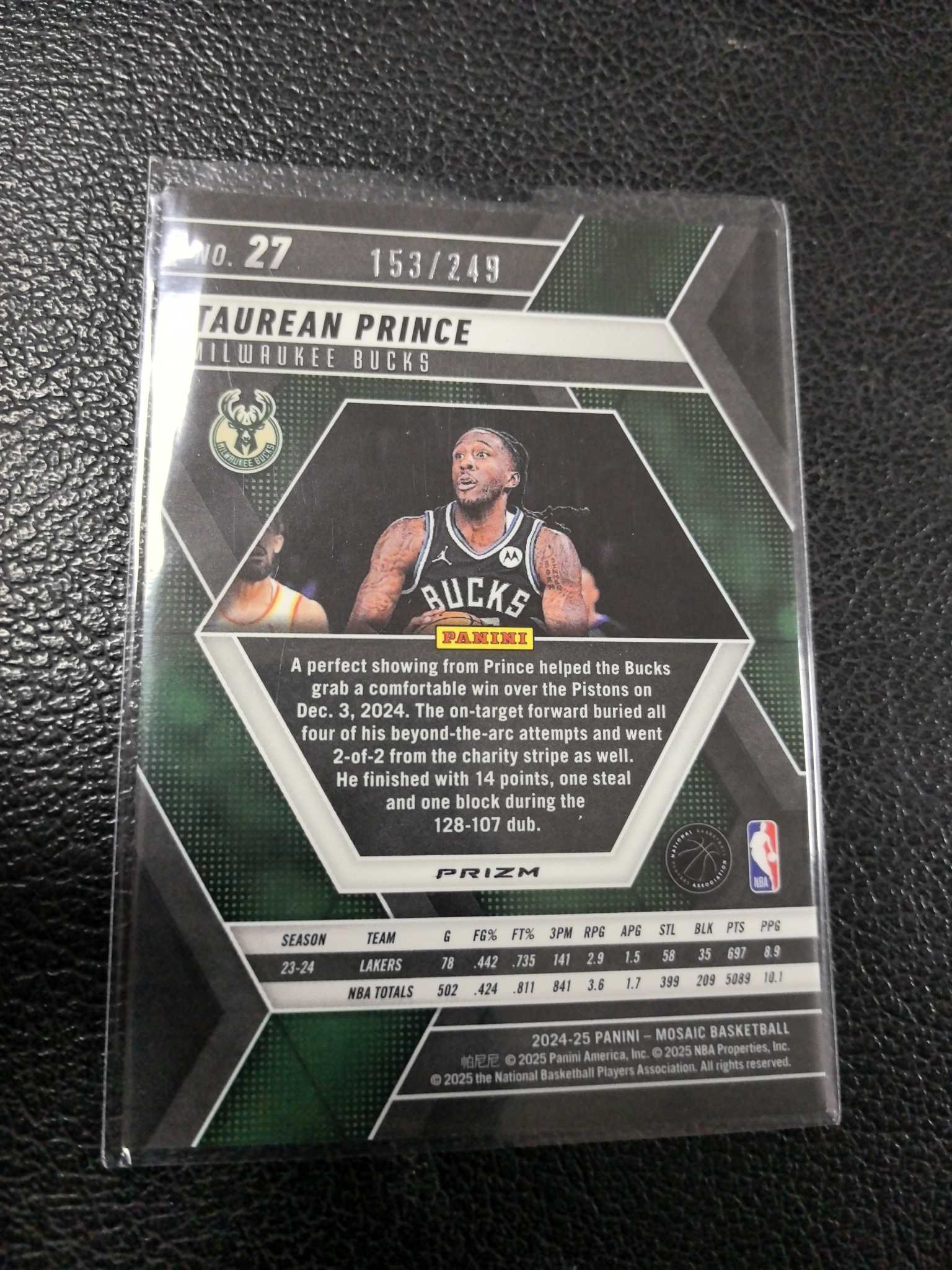 2024-25 普林斯 249编 橙马赛克 折射 雄鹿 12-1