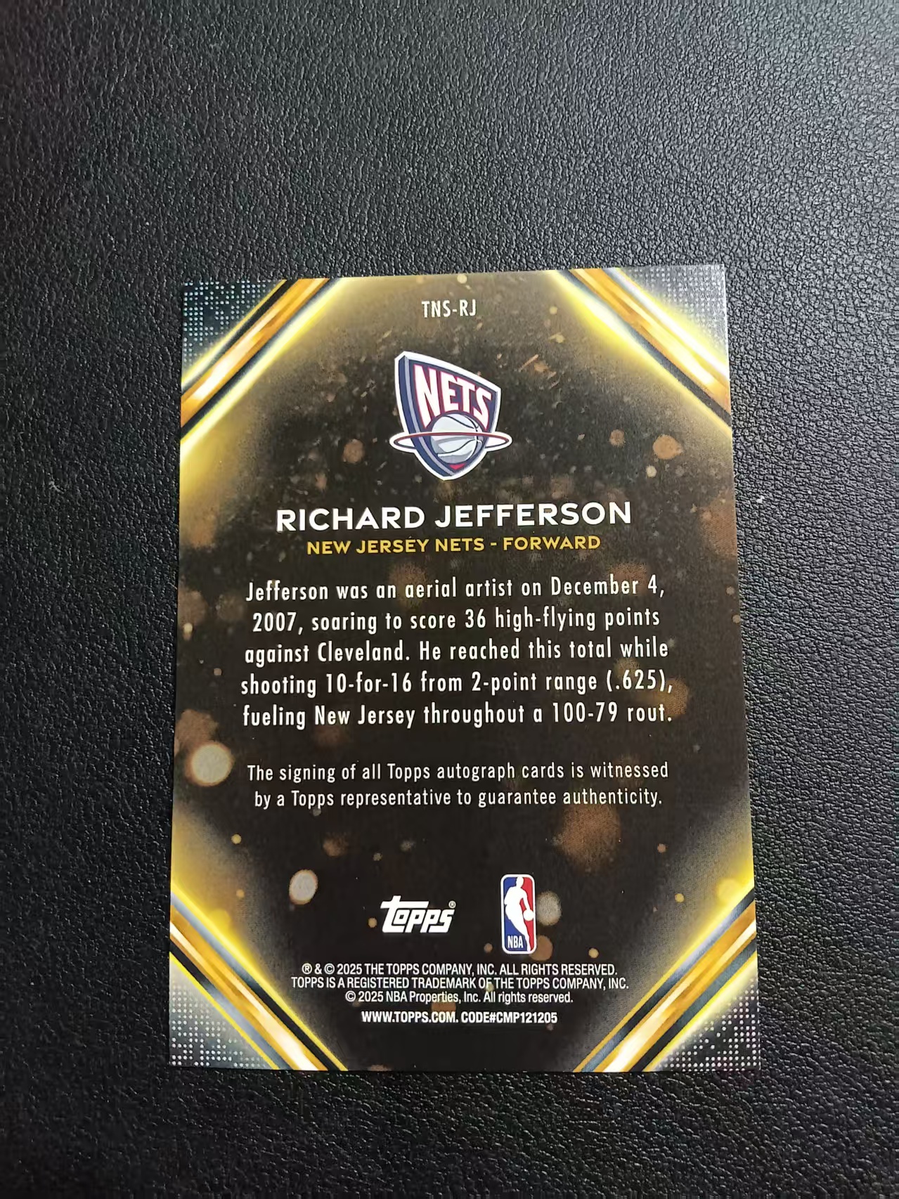 2025 Topps Flagship Richard Jefferson 篮网 理查德 杰弗森 签字 顶级签 碎闪折 折射 卡品如图 龙龙龙