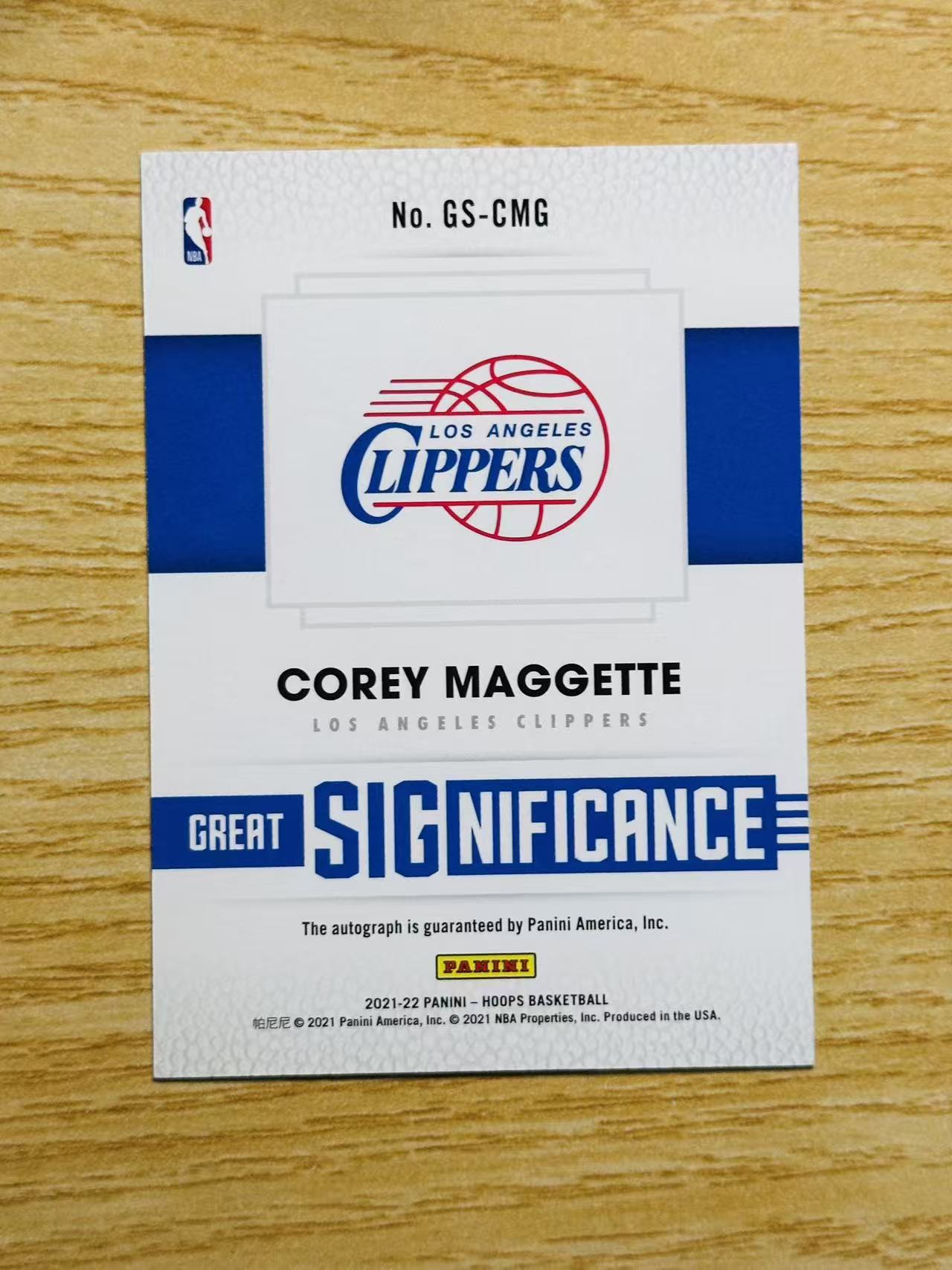 2021-22 Panini NBA Hoops Corey Maggette 嘿嘿代卖 科里 马盖蒂 签字 快船 收藏必备