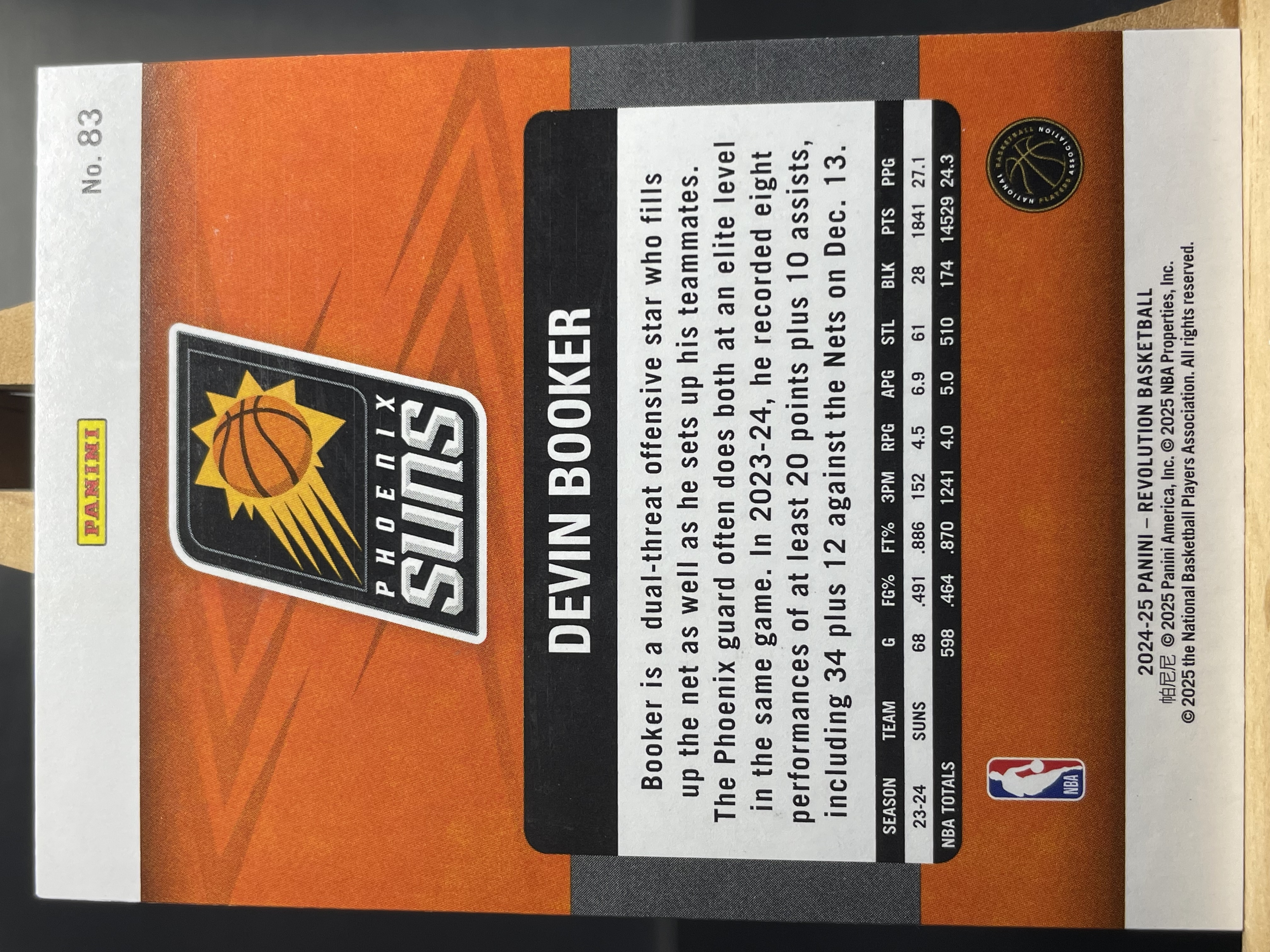 (B2) 2024-25 PANINI 革命系列 折射 德文布克 太阳 近期大热球星 收藏凑套必备 卡品如图 !!!