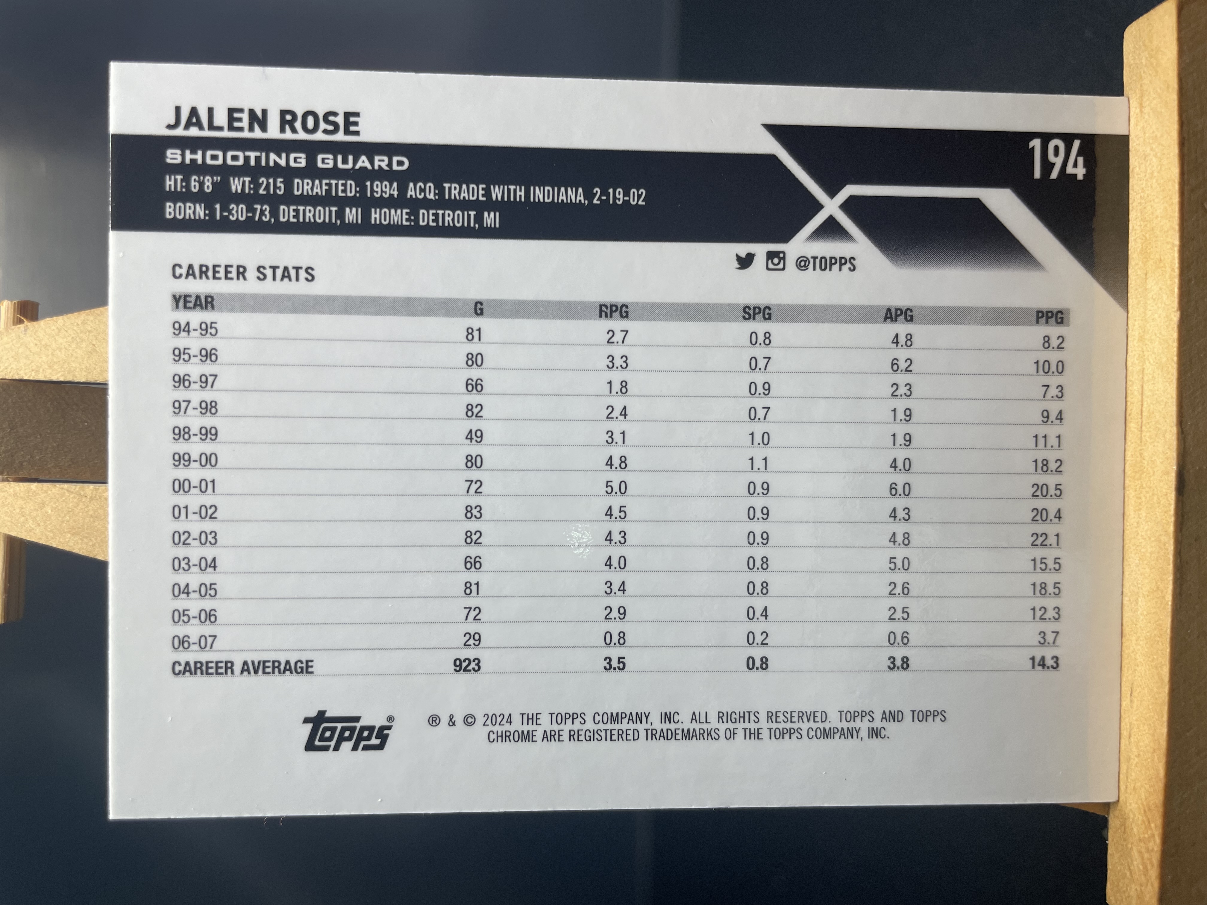 (B6) 2024 TOPPS 折射 */199编 杰伦 罗斯 近期大热球星 暇图3 !!!