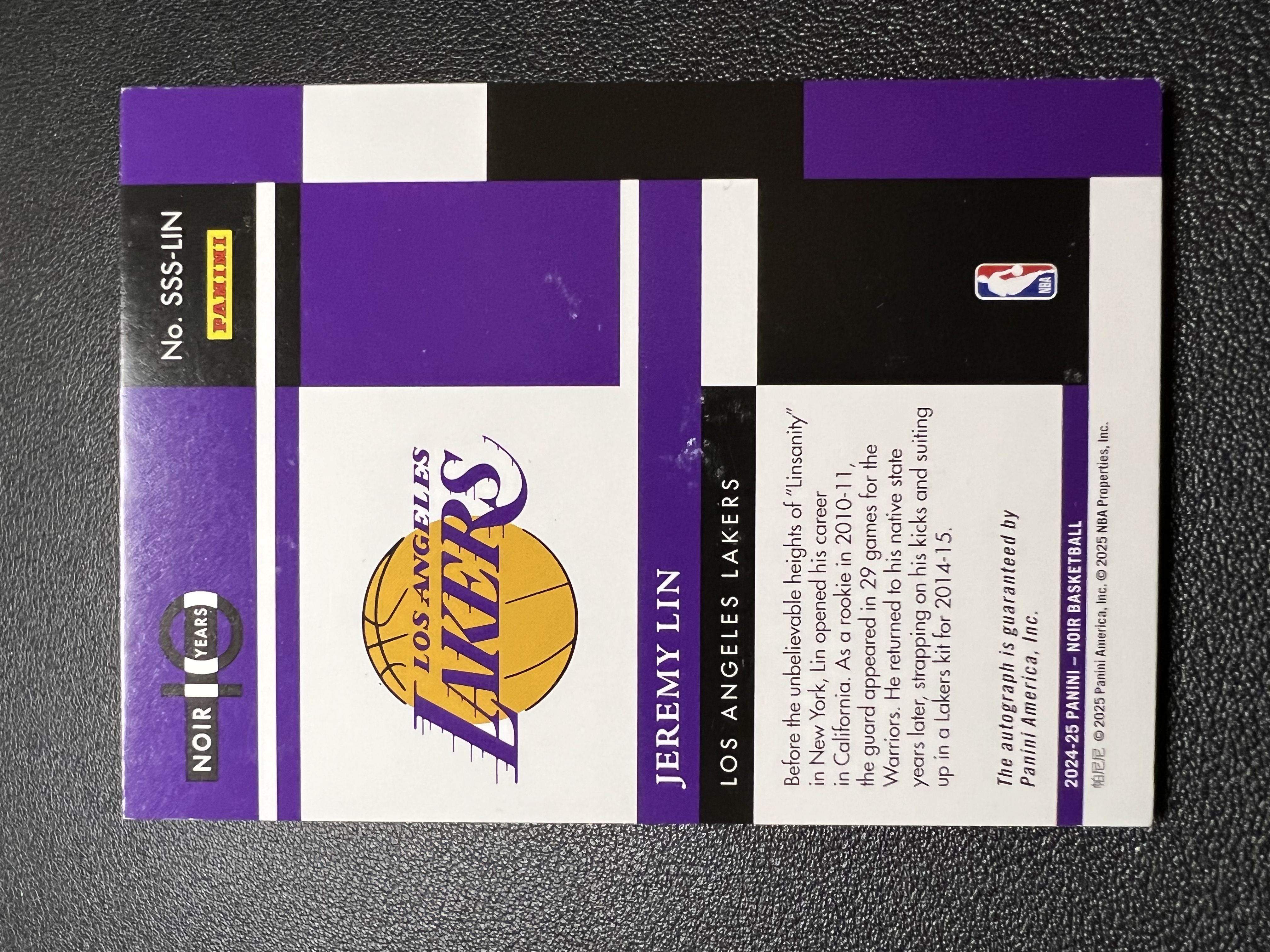 2024-25 Panini Noir Jeremy Lin 【星佑代卖】诺尔 湖人 林书豪 签字 卡签 鞋灯签 99编 唯一平行 系列hit 微瑕如图 樊