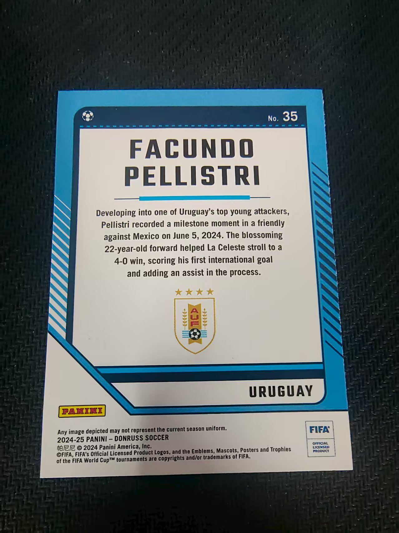 【可合并,不累计】2024-25 Panini Donruss Facundo Pellistri 佩里斯特里 乌拉圭 FIFA 杜蕾斯 划痕 边角瑕疵 #35