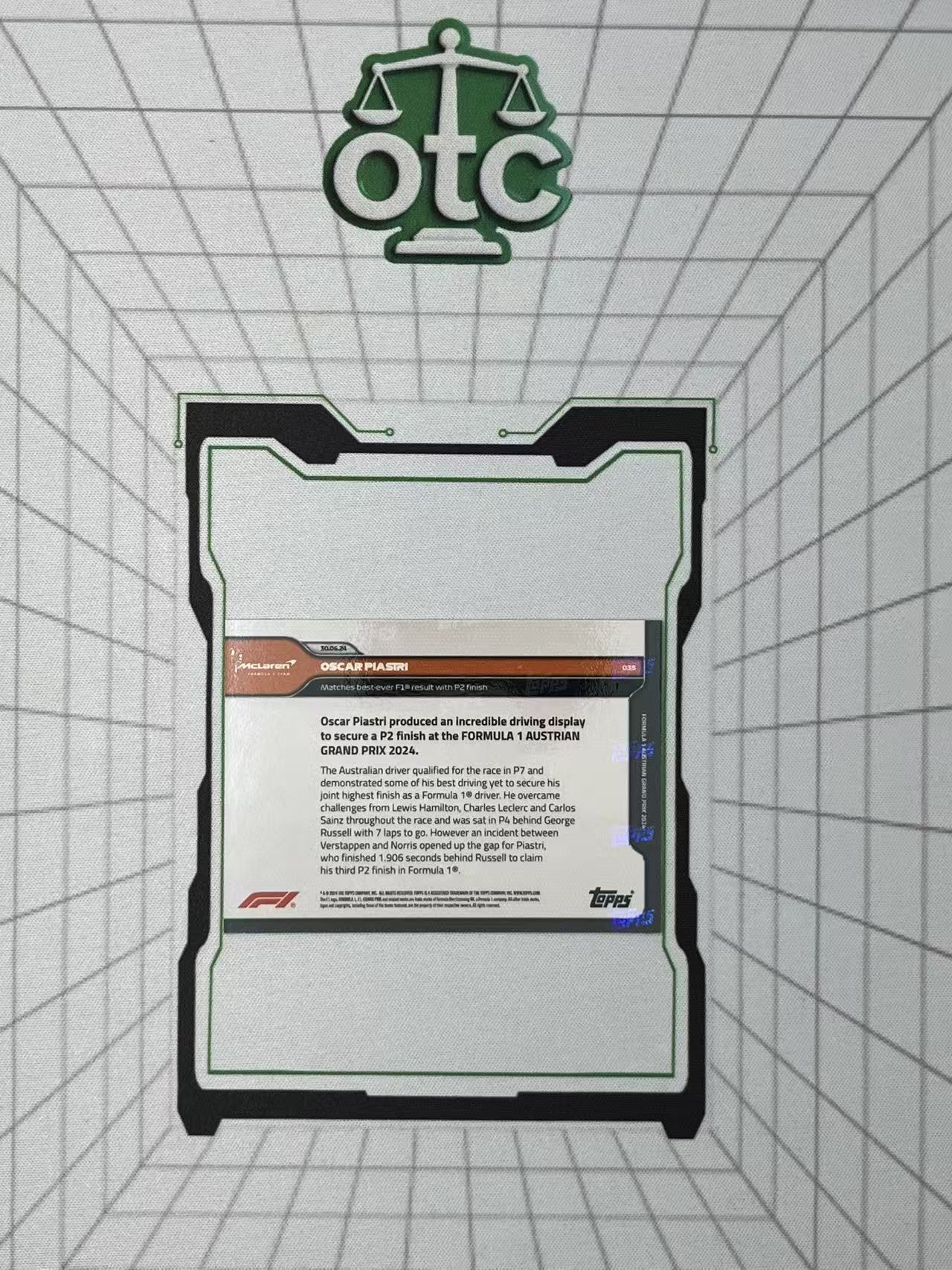 2024 Topps F1 Now Oscar Piastri 【盎司收藏】奥斯卡 皮亚斯特里 奥地利大奖赛 第二名 开香槟 时刻 最佳成绩 迈凯伦 vvww