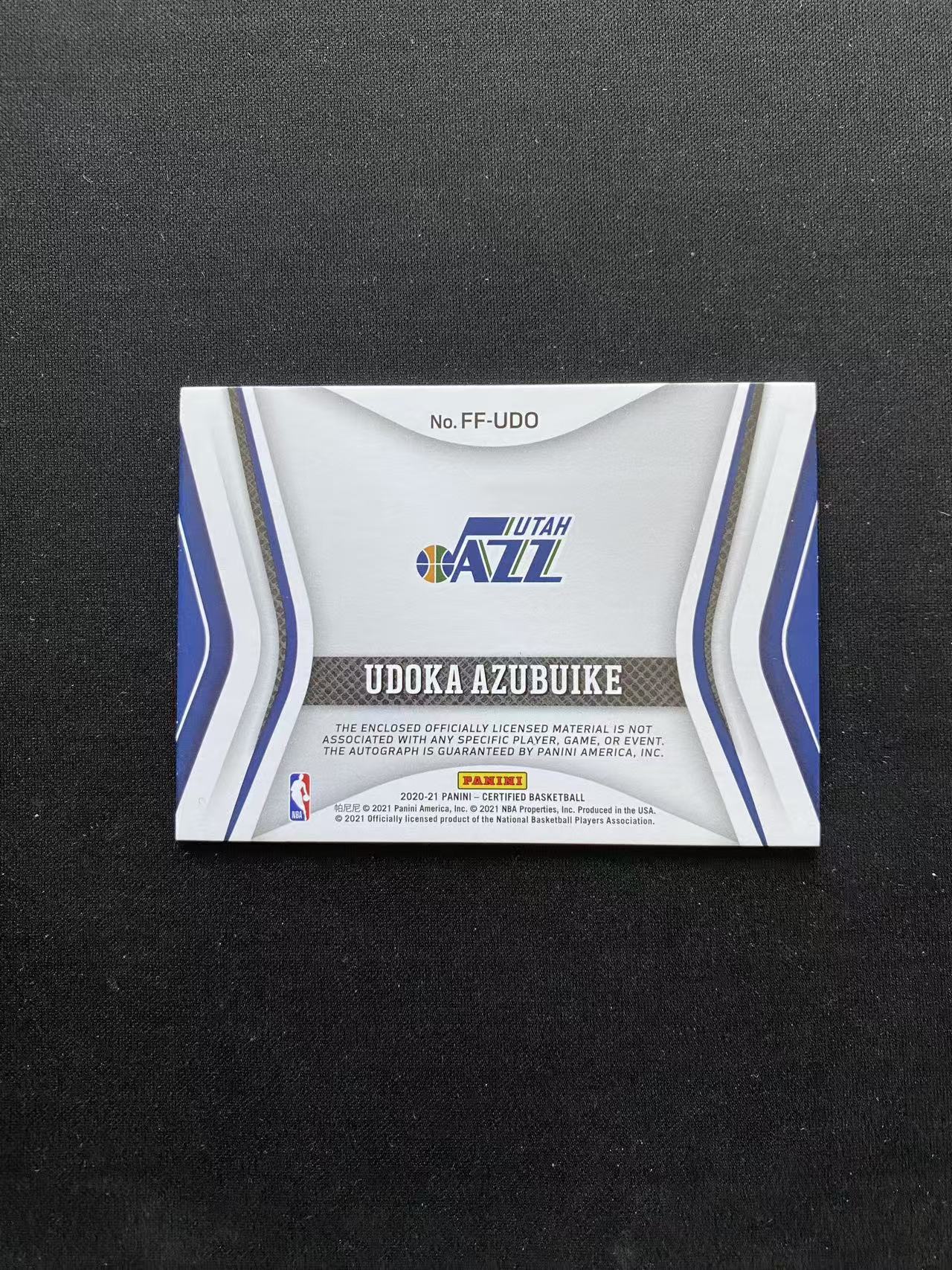 2020-21 Panini Chronicles Udoka Azubuike 阿祖布伊克 爵士 新秀 RJA 签字 银折 卫生巾系列【king#37】瑕疵如图